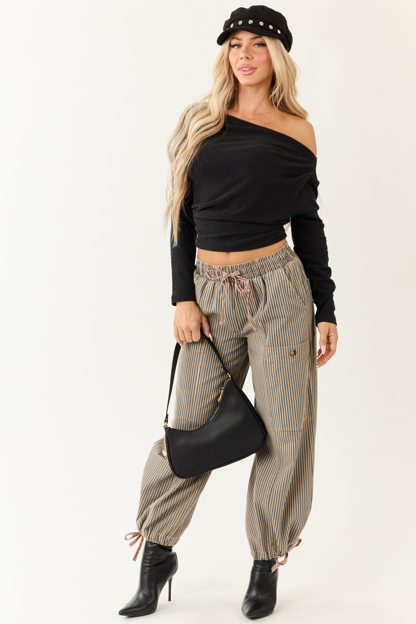 PRE-ORDER Copper and Ocean Striped Wide Leg Denim Pants SHIP ETA 10/15