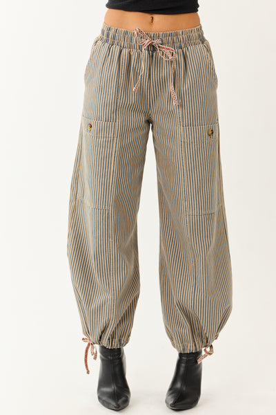 PRE-ORDER Copper and Ocean Striped Wide Leg Denim Pants SHIP ETA 9/26