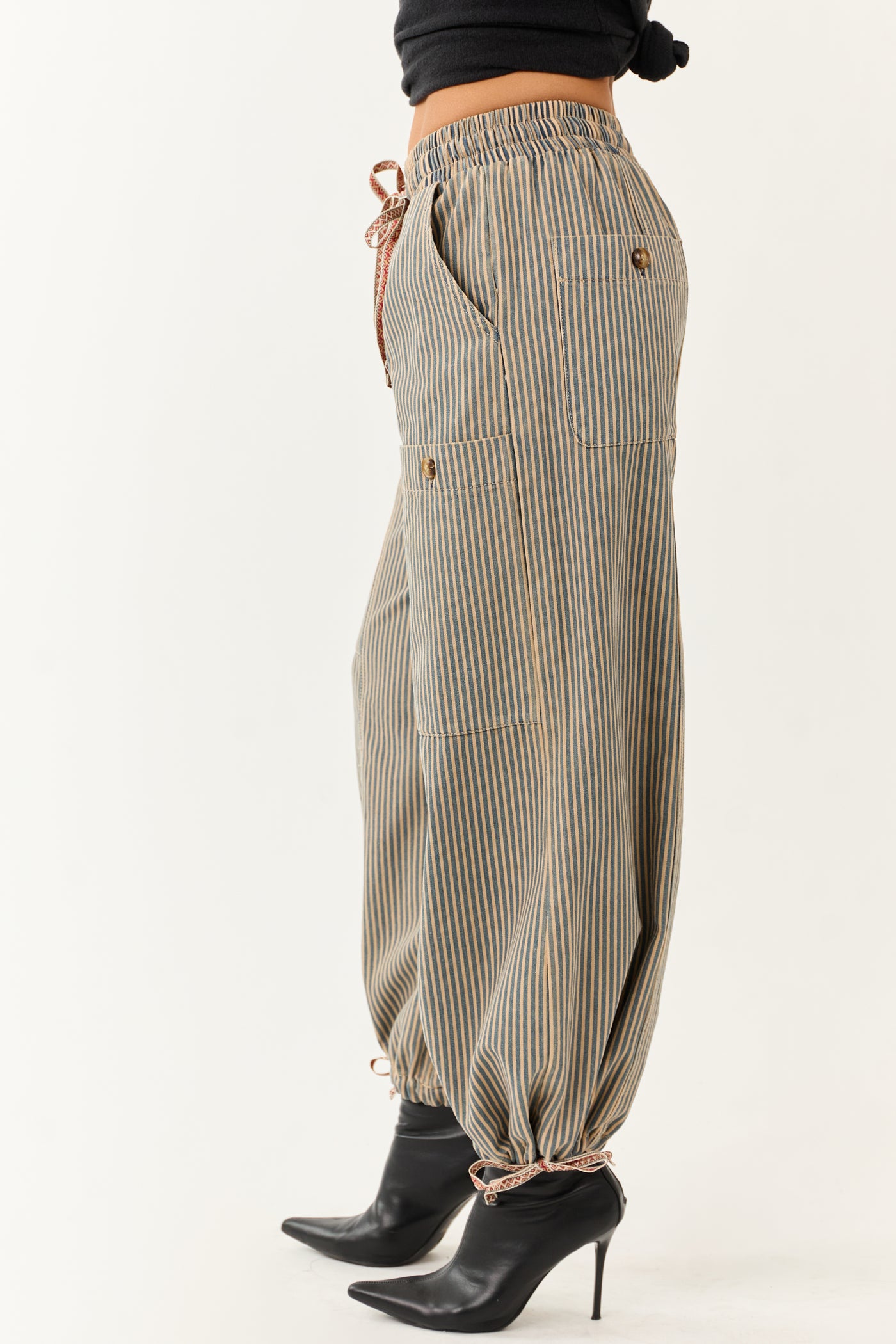 PRE-ORDER Copper and Ocean Striped Wide Leg Denim Pants SHIP ETA 10/15
