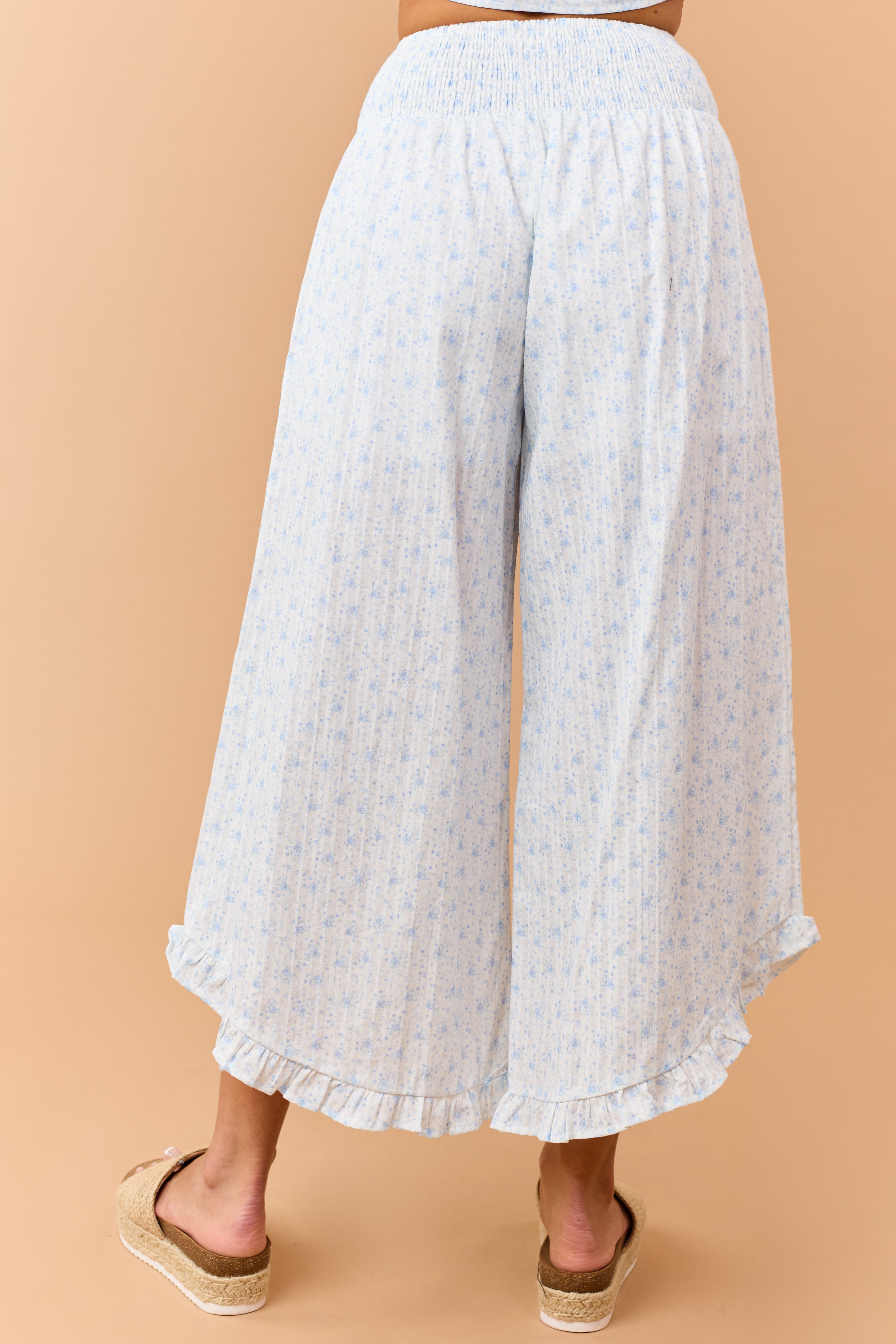 Cornflower Cotton Floral Tank Top and Pants Set