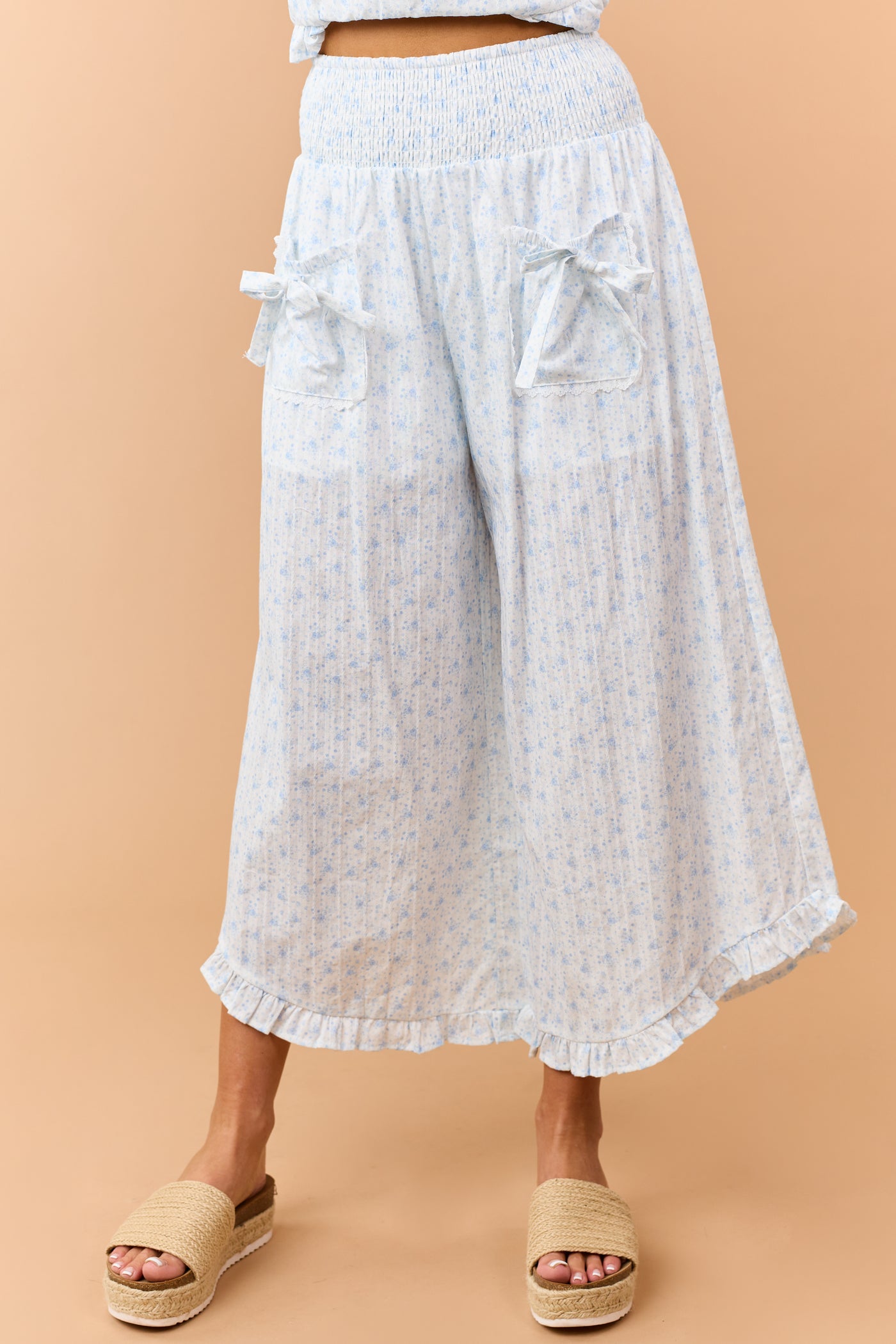 Cornflower Cotton Floral Tank Top and Pants Set