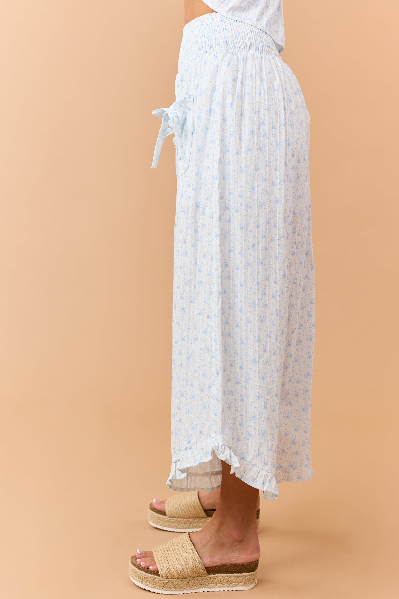 Cornflower Cotton Floral Tank Top and Pants Set