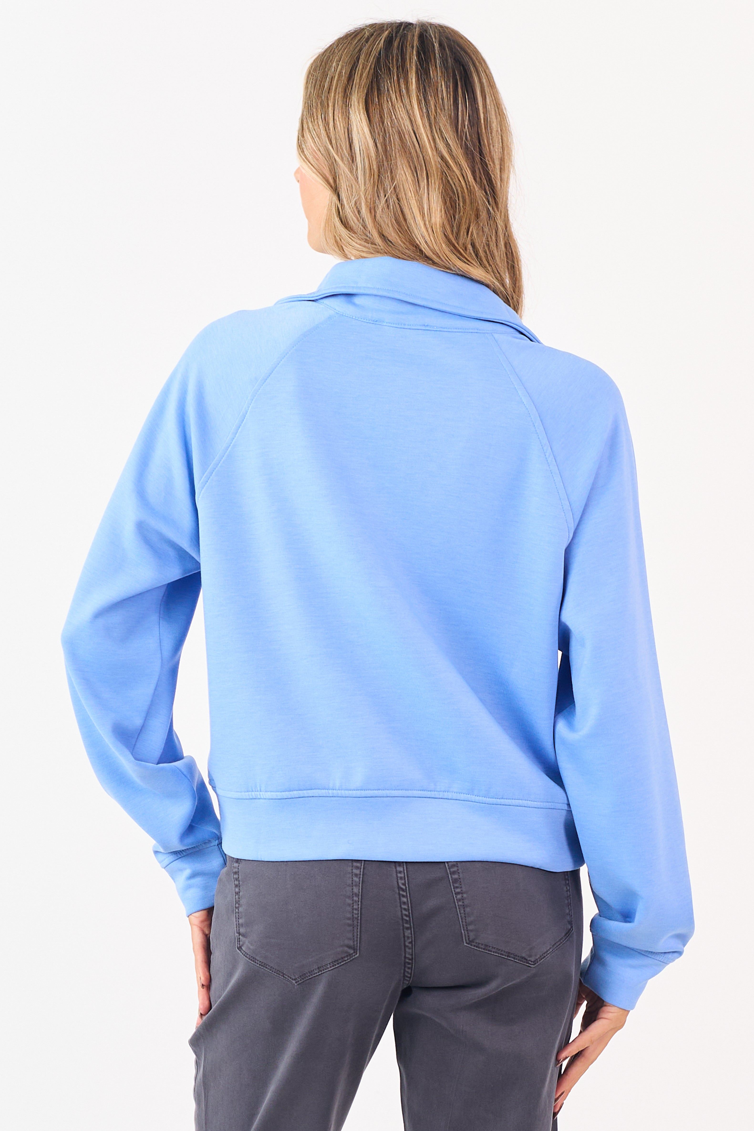 Cornflower Scuba Knit Pullover Sweatshirt