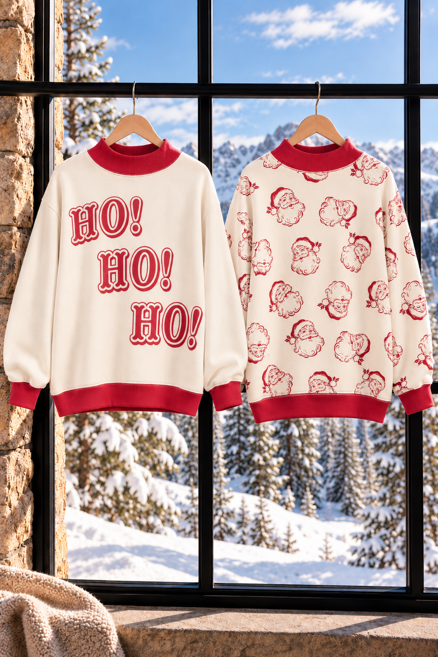 Cream 'Ho Ho Ho' Reversible Santa Fleece Sweatshirt