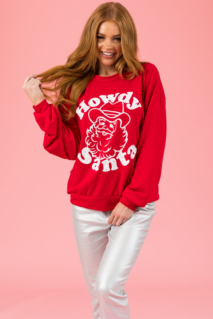 Cranberry 'Howdy Santa' Lightweight Sweatshirt