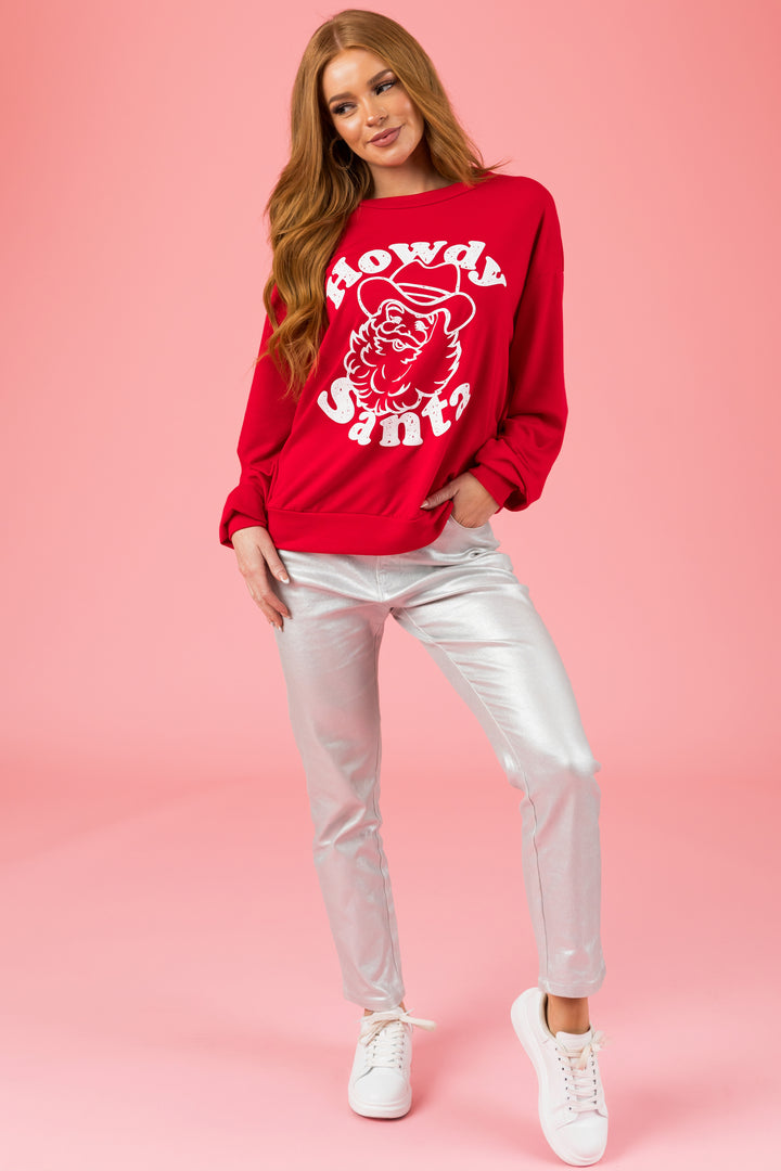Cranberry 'Howdy Santa' Lightweight Sweatshirt