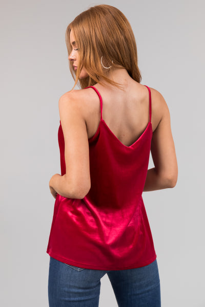 Cranberry V Neck Velvet Swing Cami