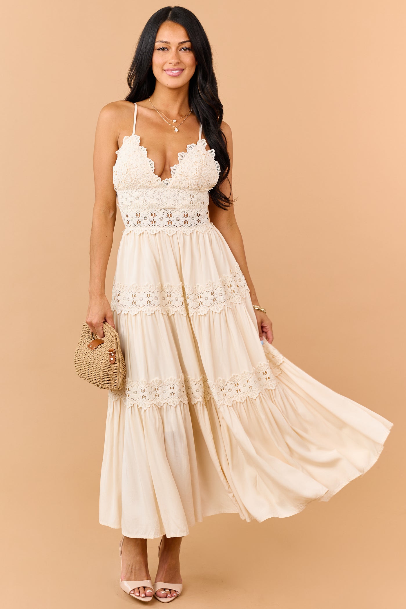 crochet lace open back maxi dress White Crochet Knit Halter Open Back Maxi Dress