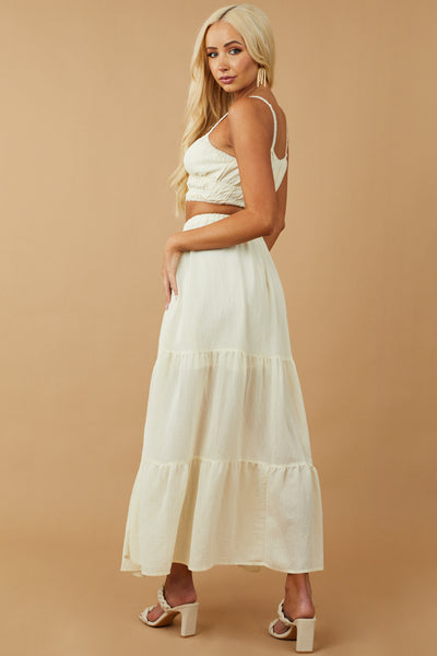 Cream Cropped Top and Maxi Skirt Set