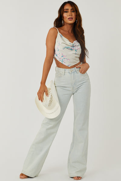 Cream Floral and Polka Dot Print Tank Top