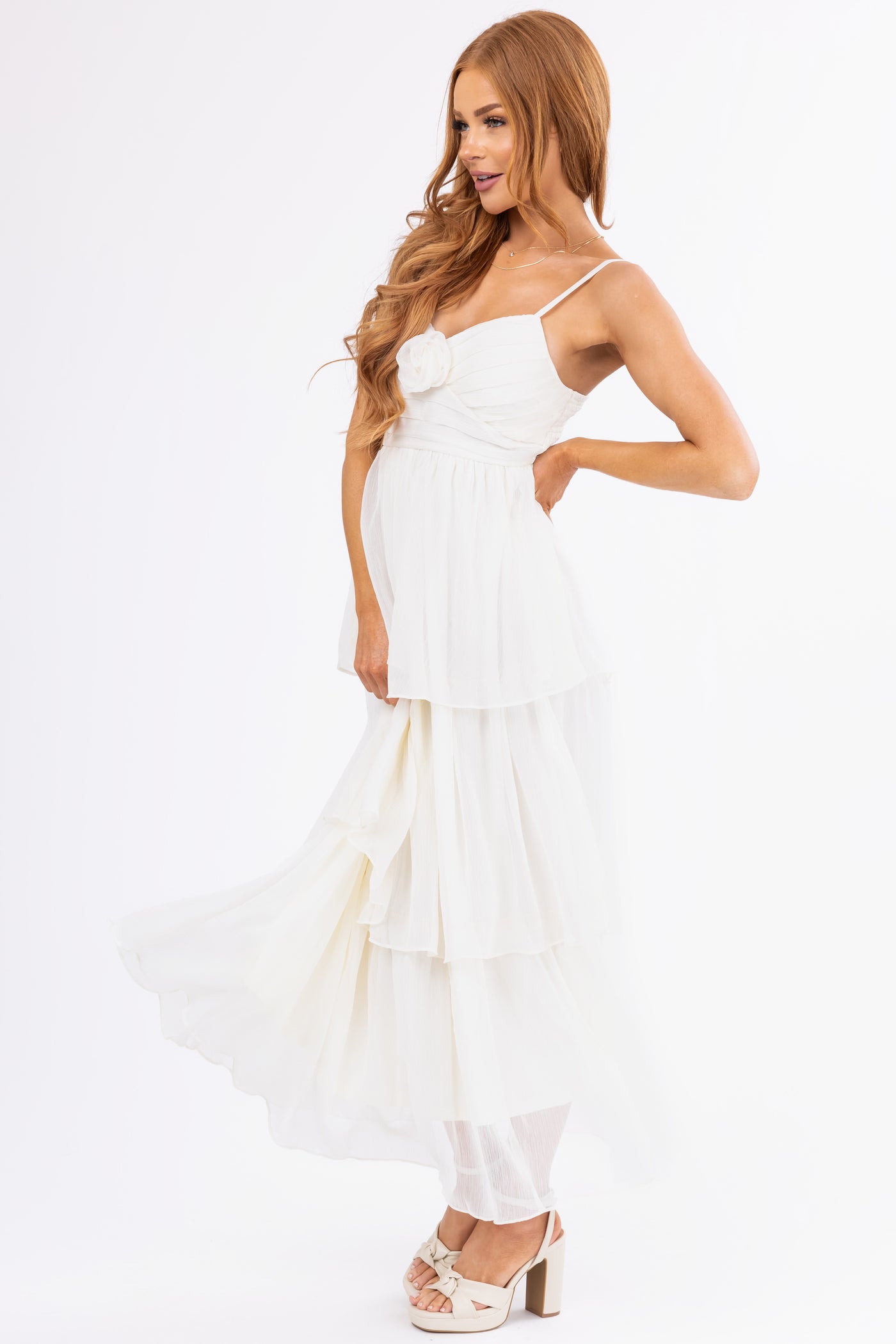 cream chiffon tiered midi dress Beige Chiffon Animal Print Tiered Maternity Midi Dress PinkBlush