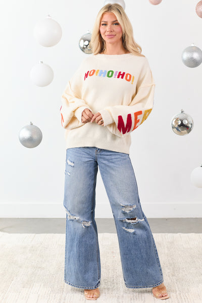 PRE-ORDER Mello Cream 'HO HO HO' Textured Christmas Sweater SHIP ETA 11/3