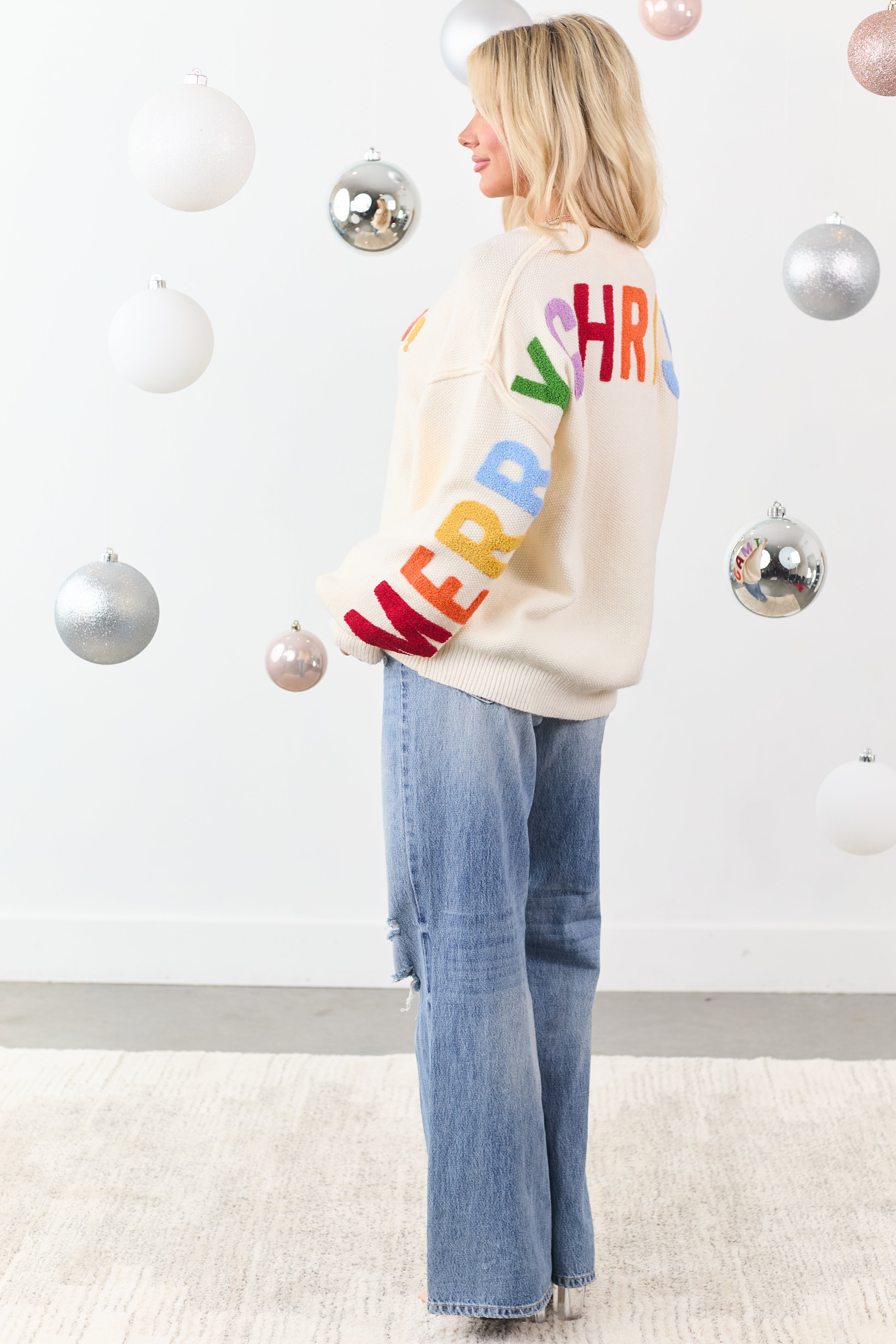 PRE-ORDER Mello Cream 'HO HO HO' Textured Christmas Sweater SHIP ETA 11/3