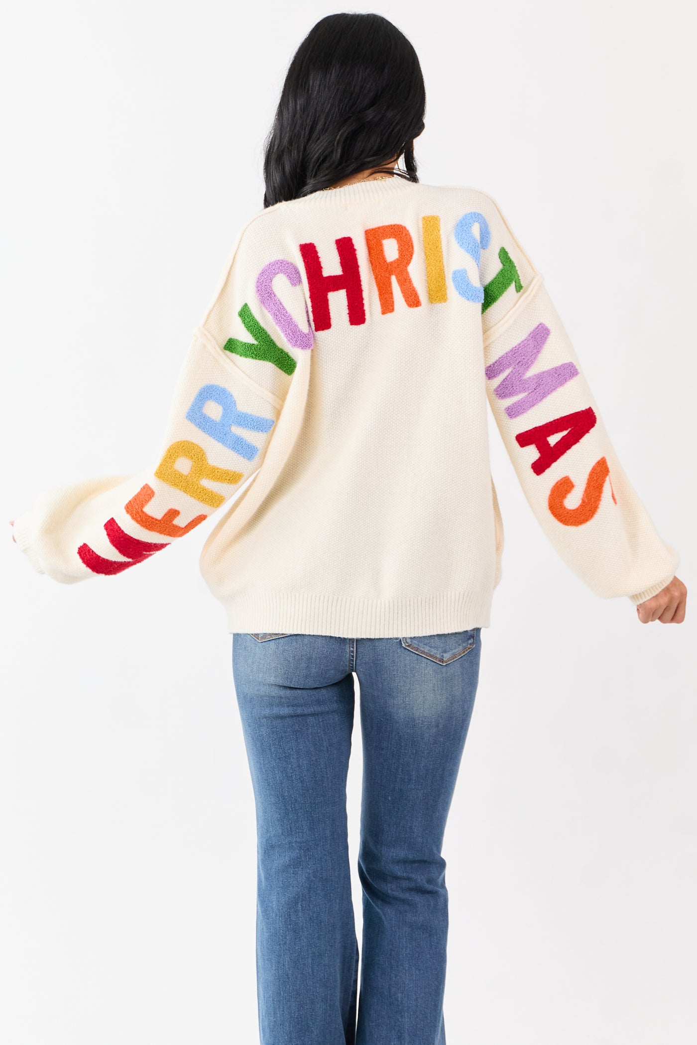 Cream 'Ho Ho Ho' Lettering Sweater Cardigan