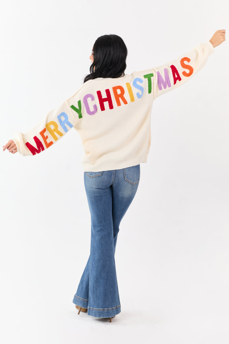 Cream 'Ho Ho Ho' Lettering Sweater Cardigan