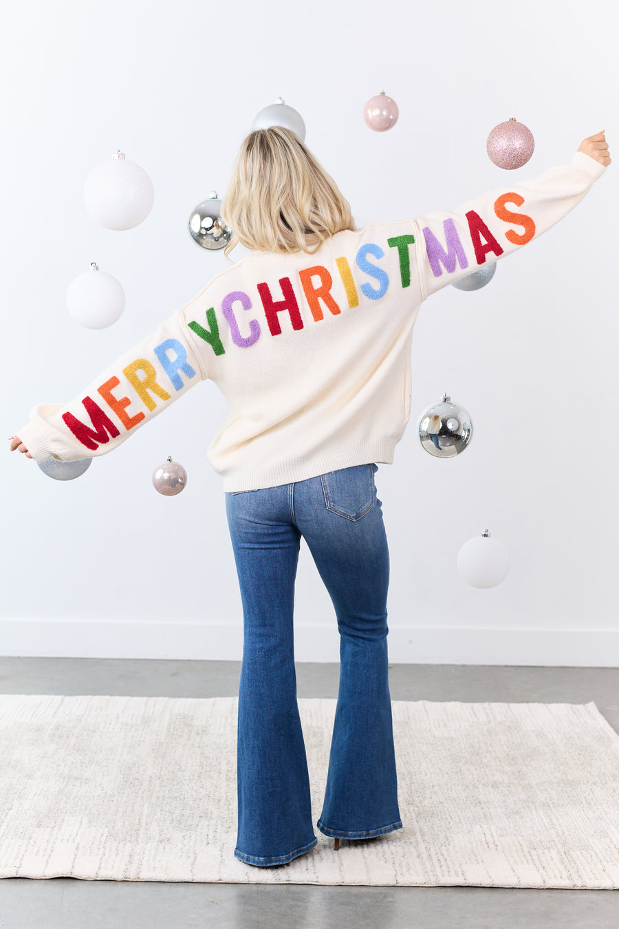 PRE-ORDER Mello Cream 'Ho Ho Ho' Lettering Sweater Cardigan SHIP ETA 10/30
