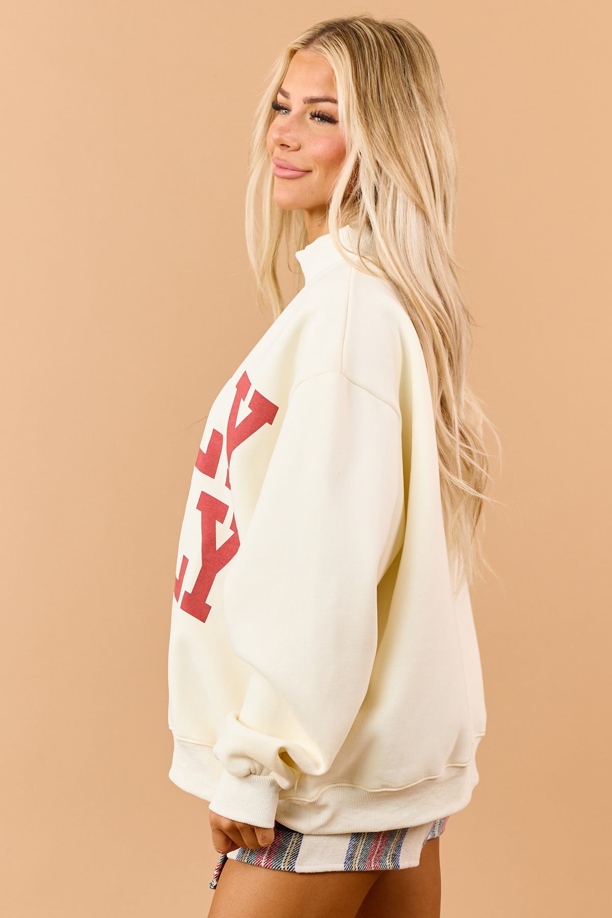 Cream 'Holly Jolly' Reversible Fleece Sweatshirt