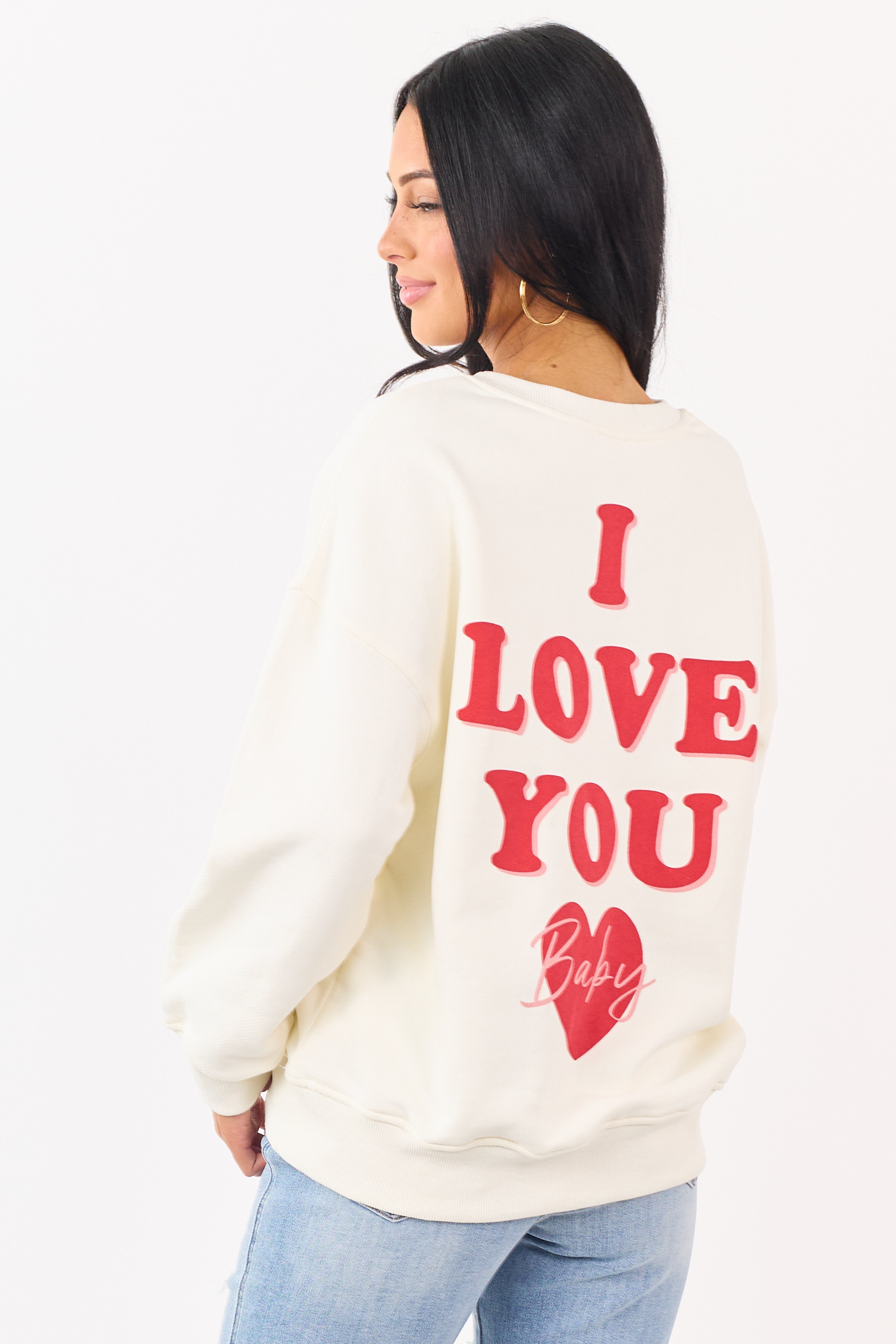 Cream 'I Love You Baby' Long Sleeve Sweatshirt