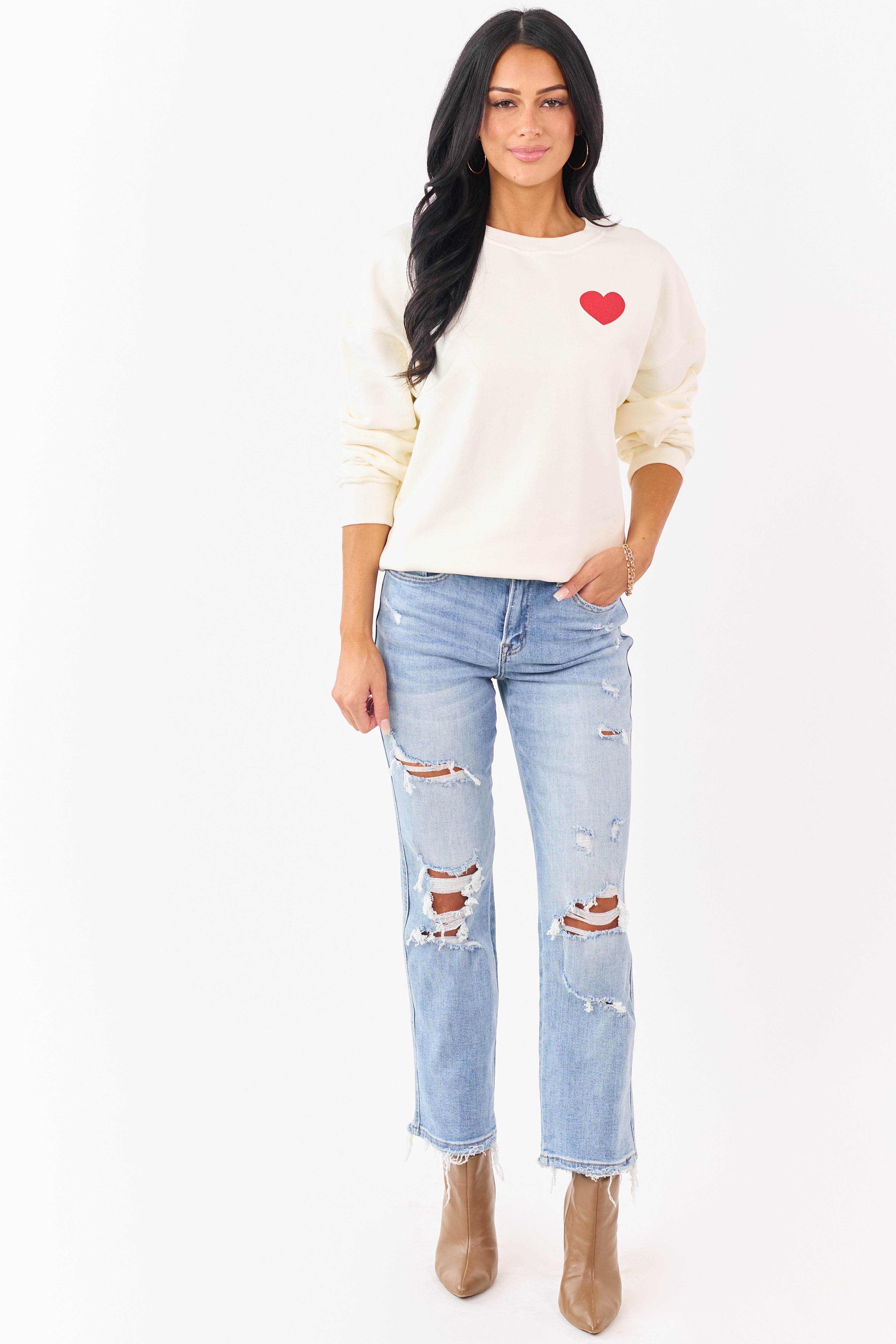Cream 'I Love You Baby' Long Sleeve Sweatshirt