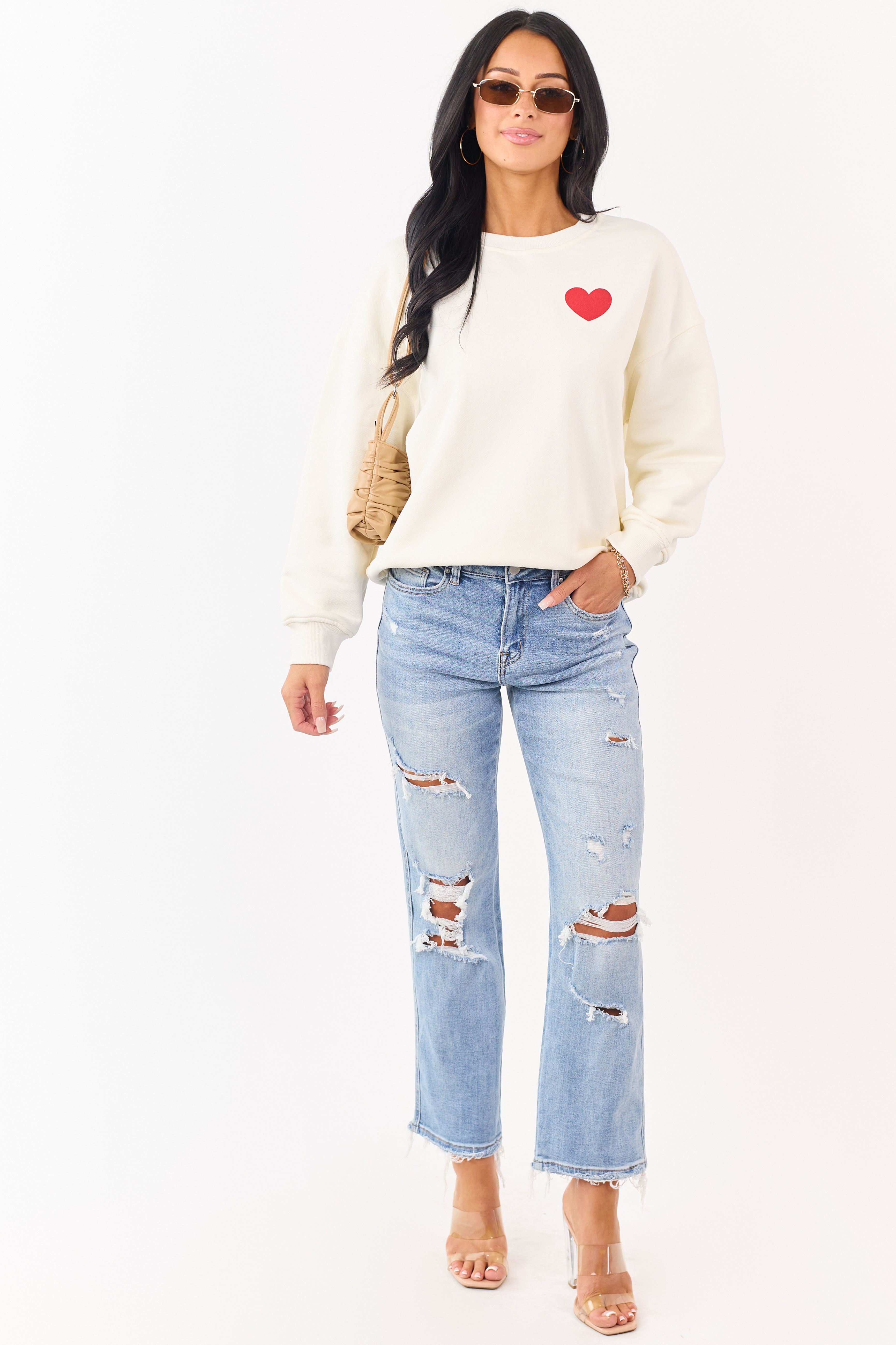 Cream 'I Love You Baby' Long Sleeve Sweatshirt