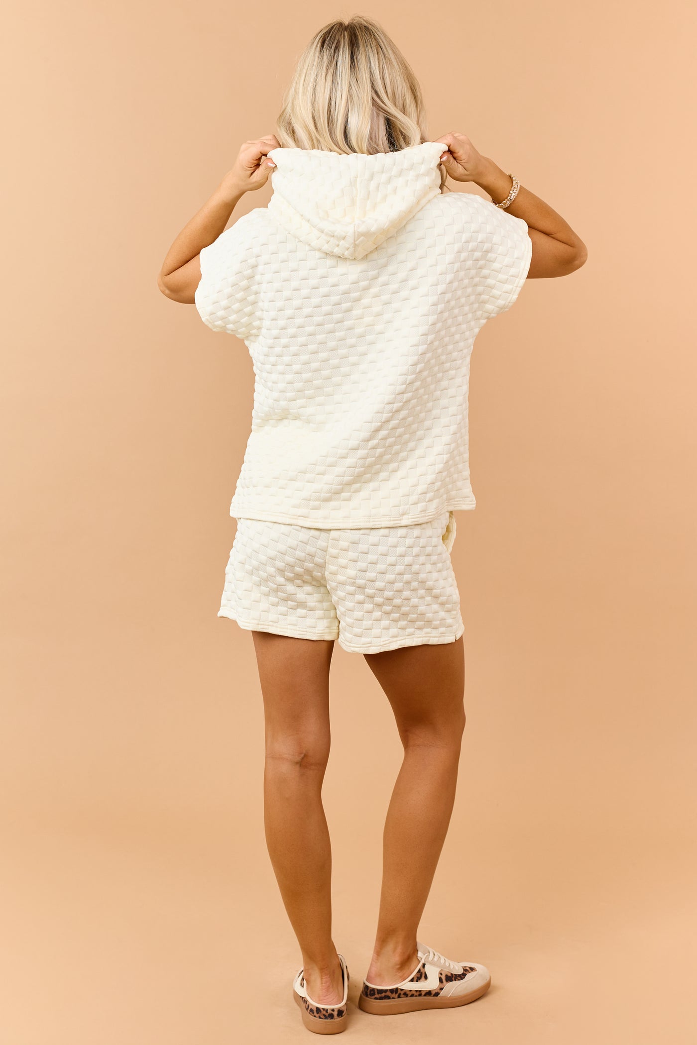 Cream Puff Checkered Top and Shorts Set