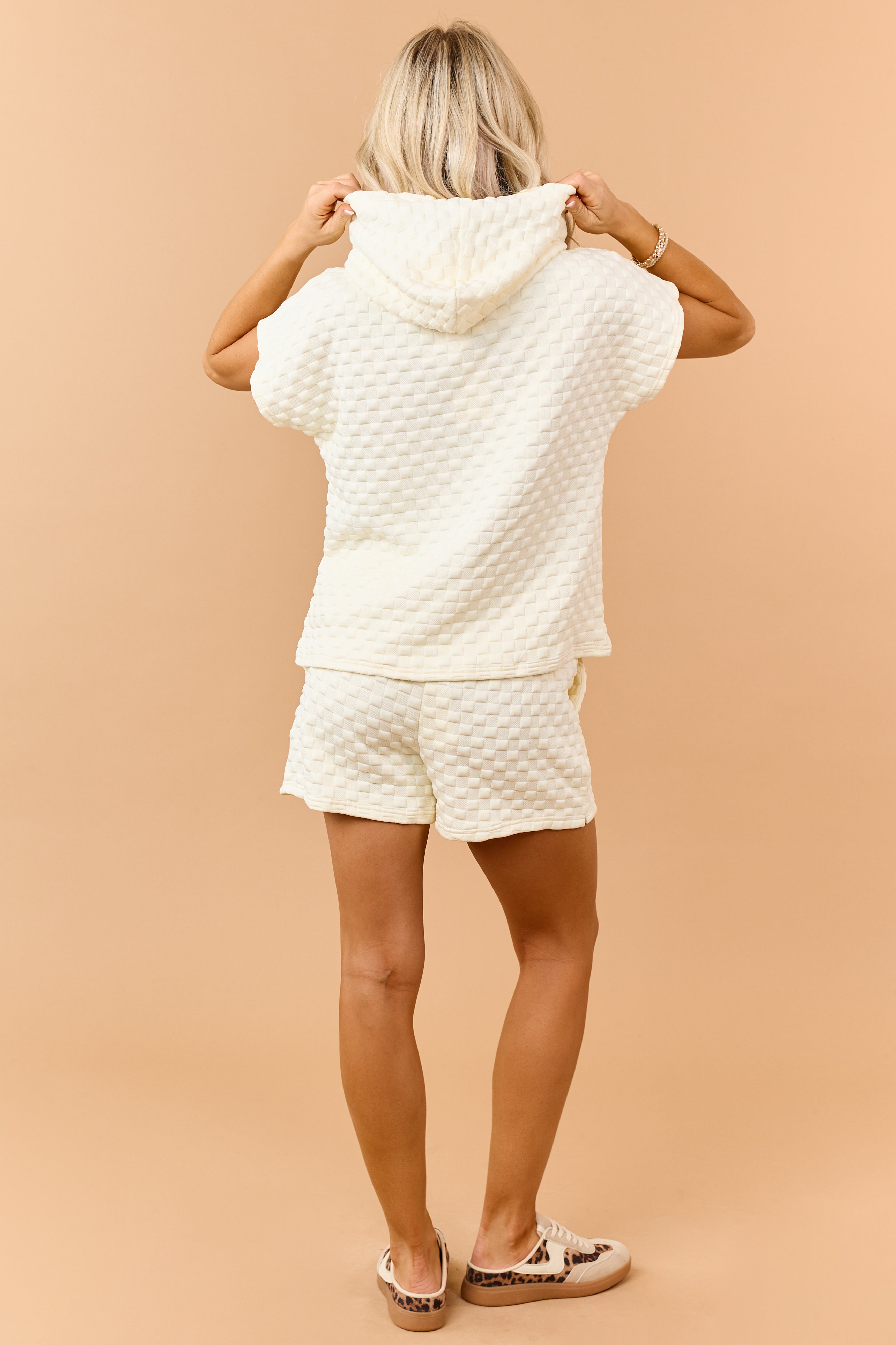 Cream Puff Checkered Top and Shorts Set