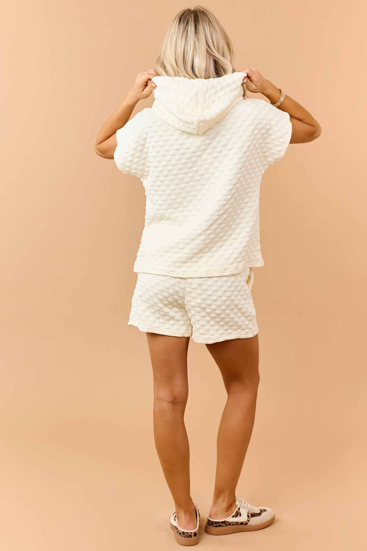Cream Puff Checkered Top and Shorts Set