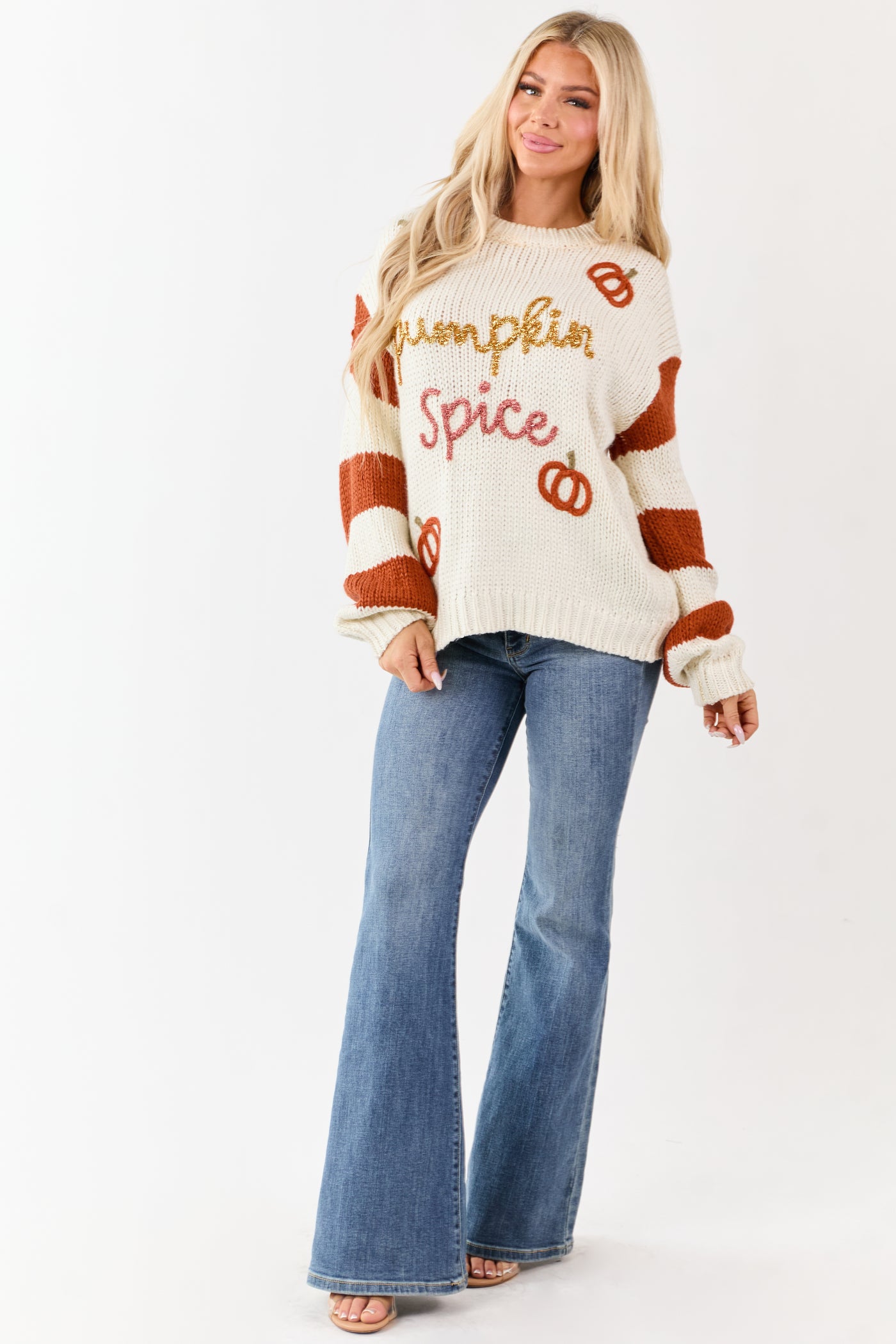 Cream 'Pumpkin Spice' Graphic Soft Knit Sweater
