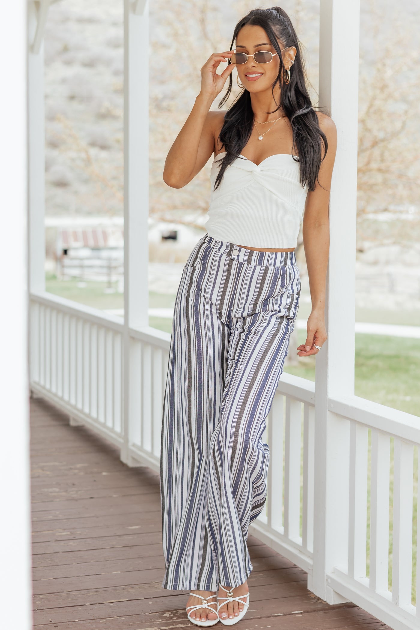 Cream Strapless Rib Knit Twist Bust Crop Top