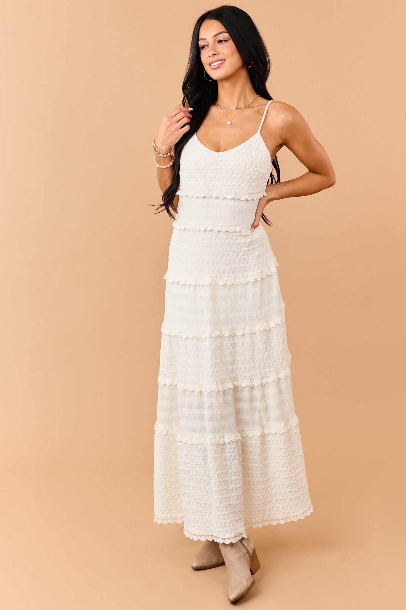cream lace maxi dress Kirsten Lace Maxi Dress main image 1