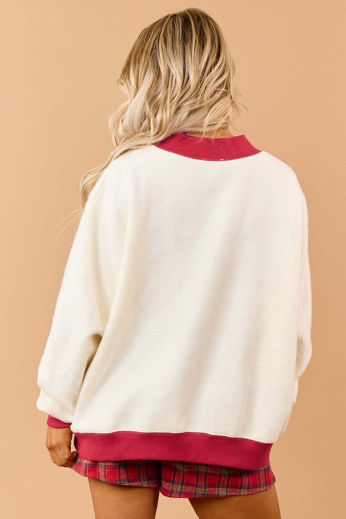 Cream 'Ho Ho Ho' Reversible Santa Fleece Sweatshirt
