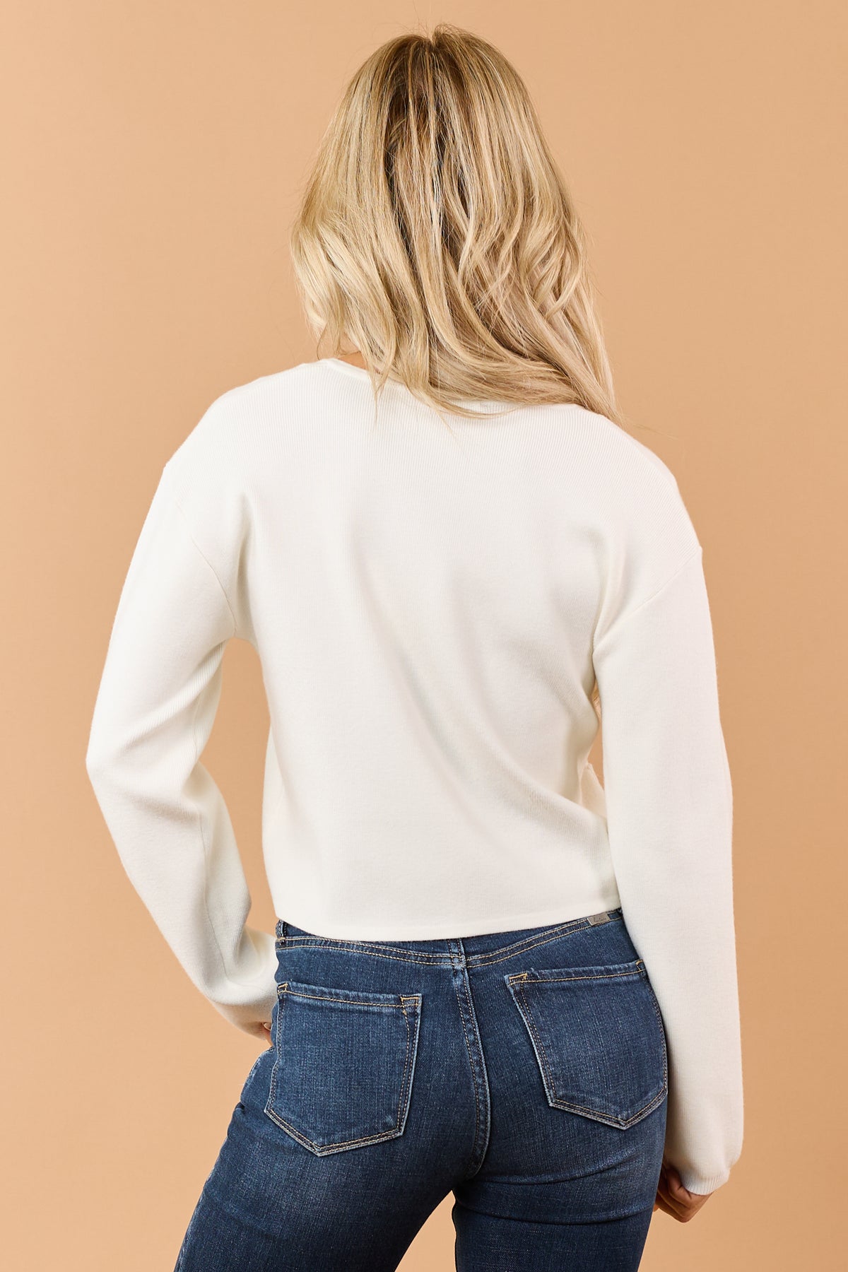 Cream 'Merry' Beaded Button Down Soft Cardigan