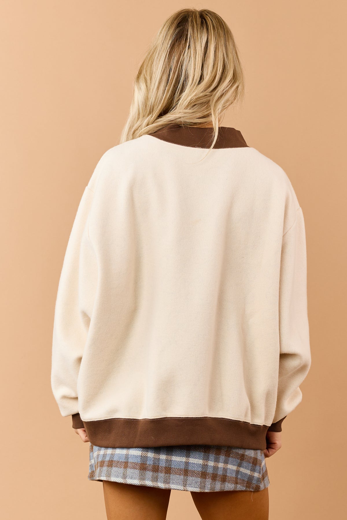 Cream 'Merry' Reversible Gingerbread Fleece Sweatshirt