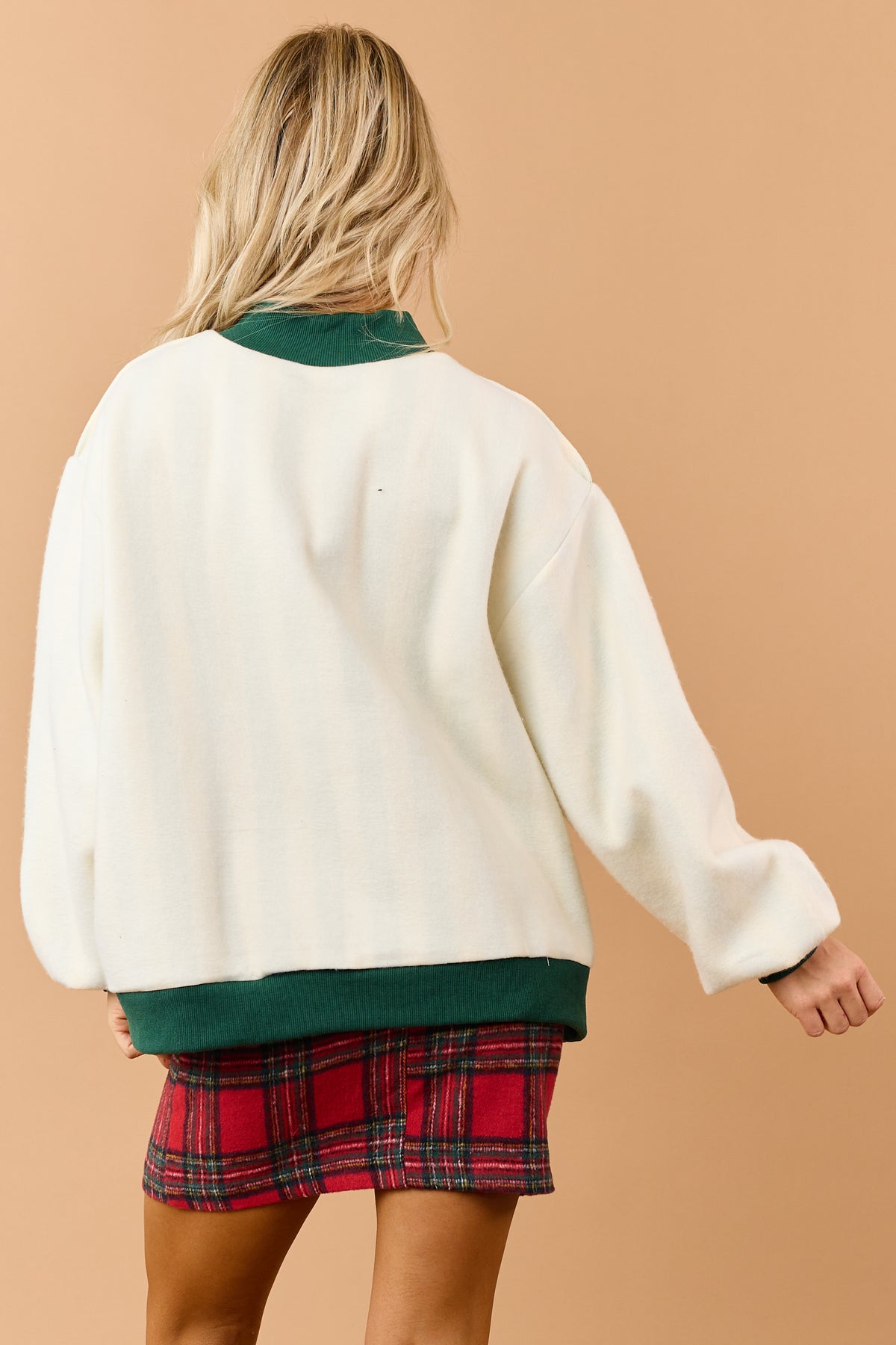 Cream 'Merry' and Striped Reversible Sweatshirt