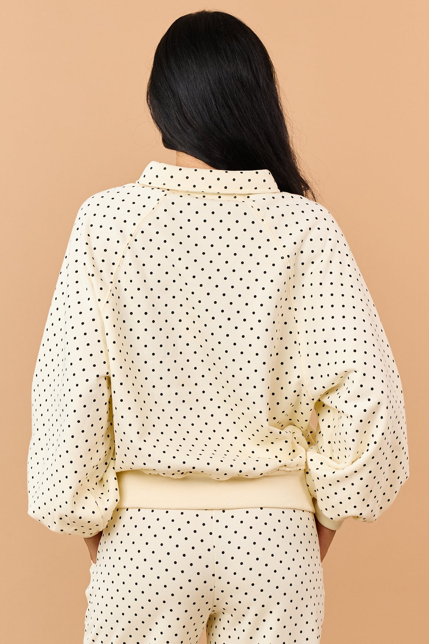 Cream and Black Polka Dot Relaxed Sweatshirt