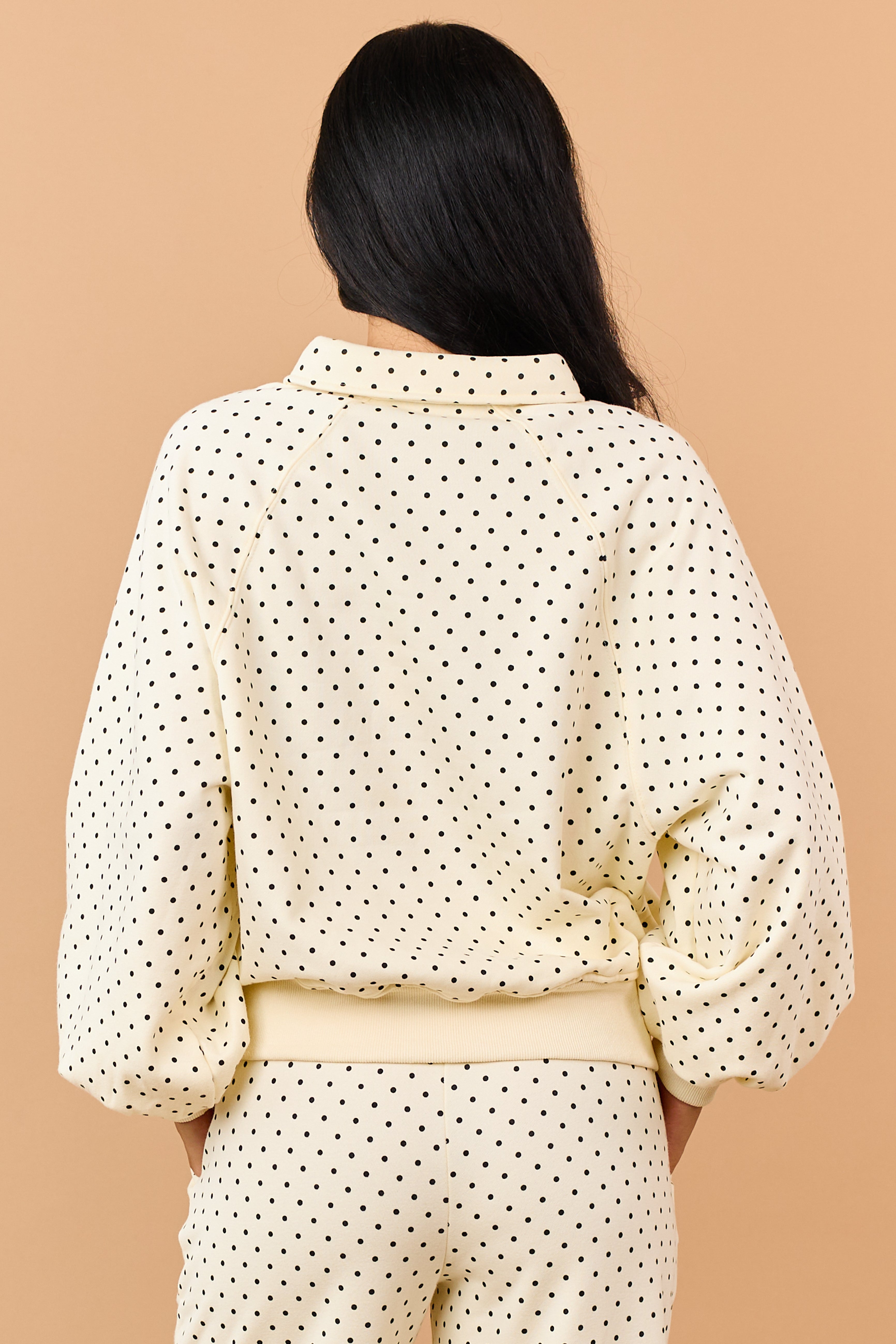 Cream and Black Polka Dot Relaxed Sweatshirt
