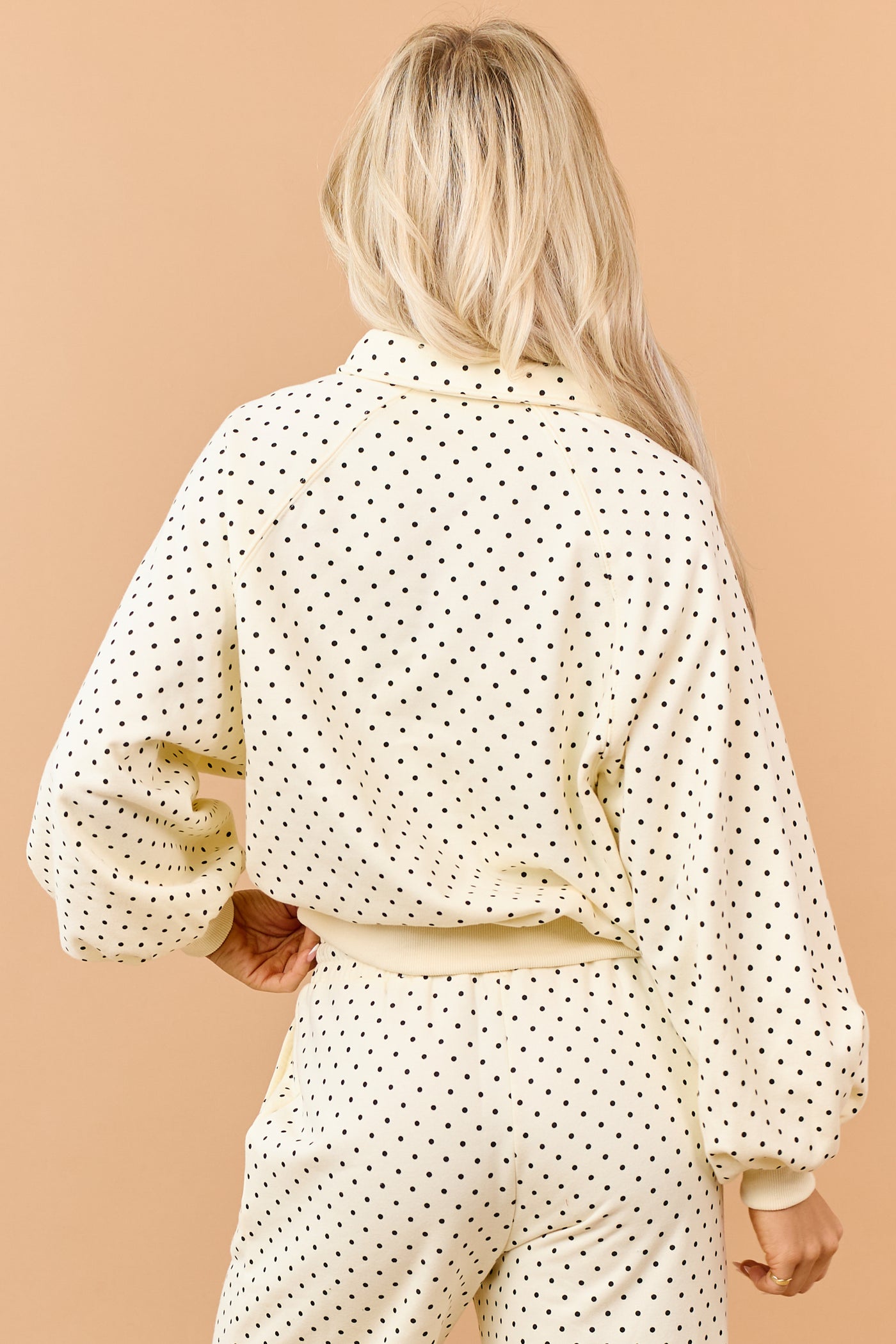 Cream and Black Polka Dot Relaxed Sweatshirt
