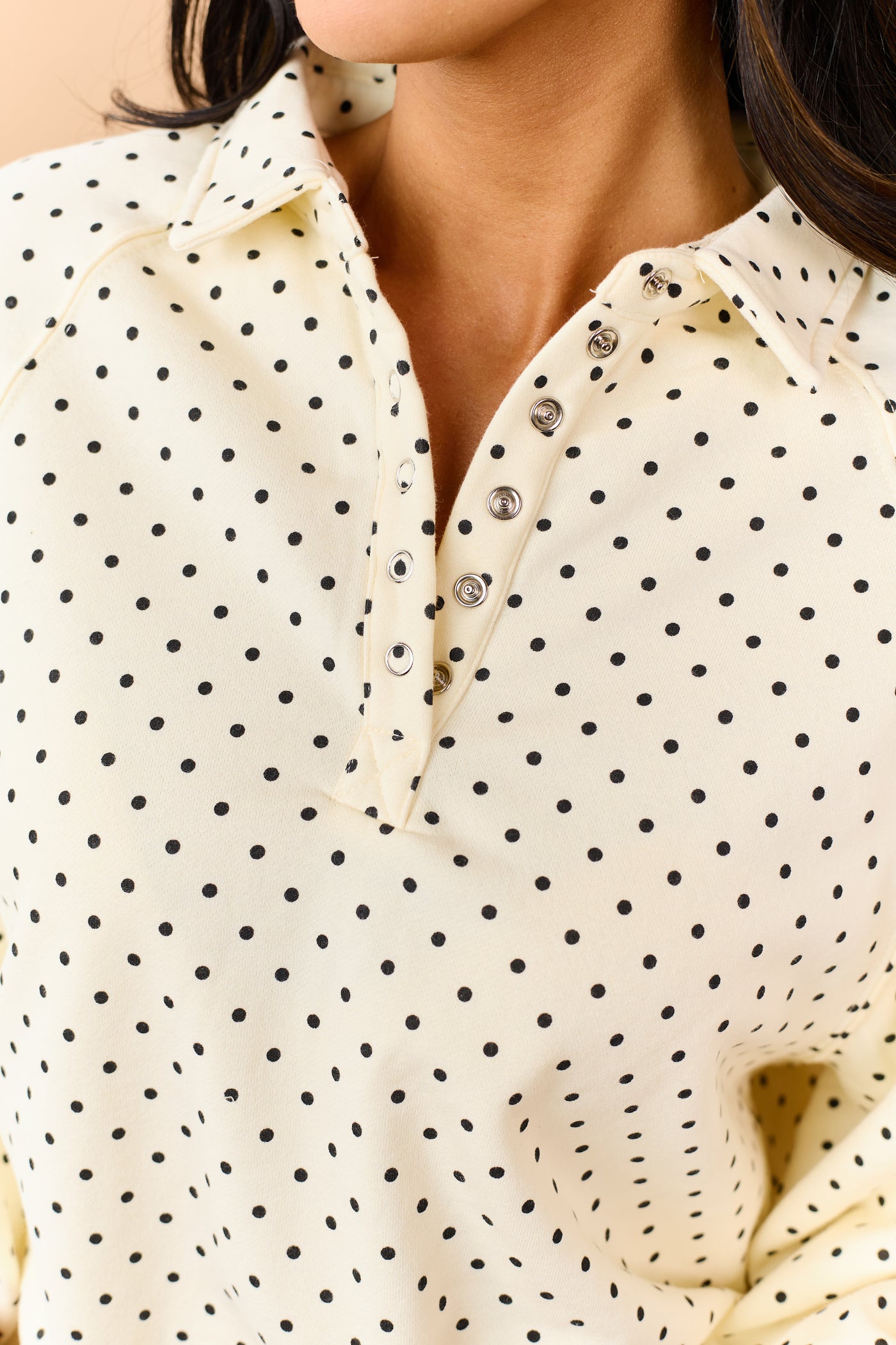Cream and Black Polka Dot Relaxed Sweatshirt