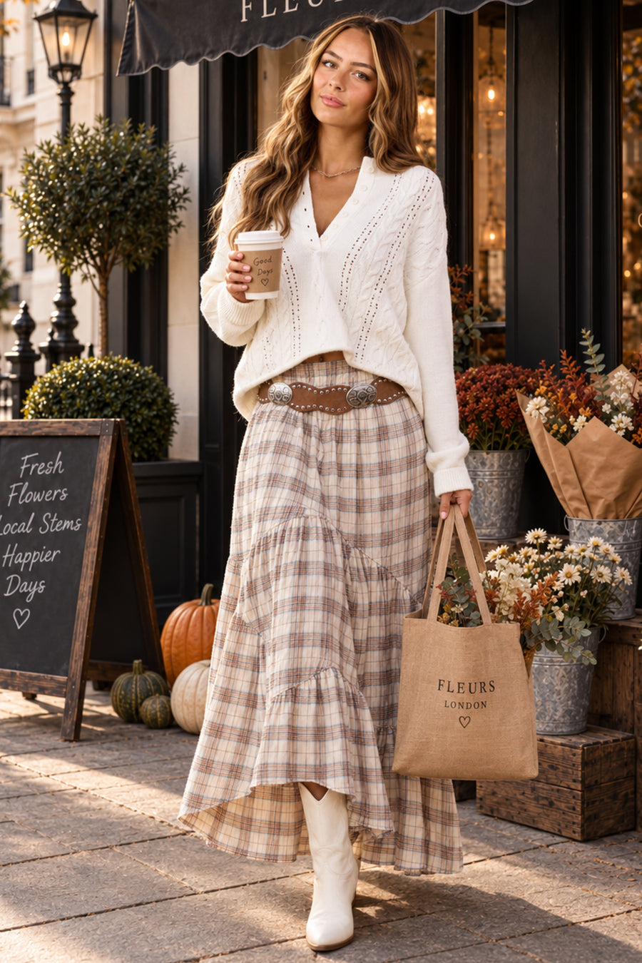 Cream Cotton Cable Knit Half Button Down Sweater