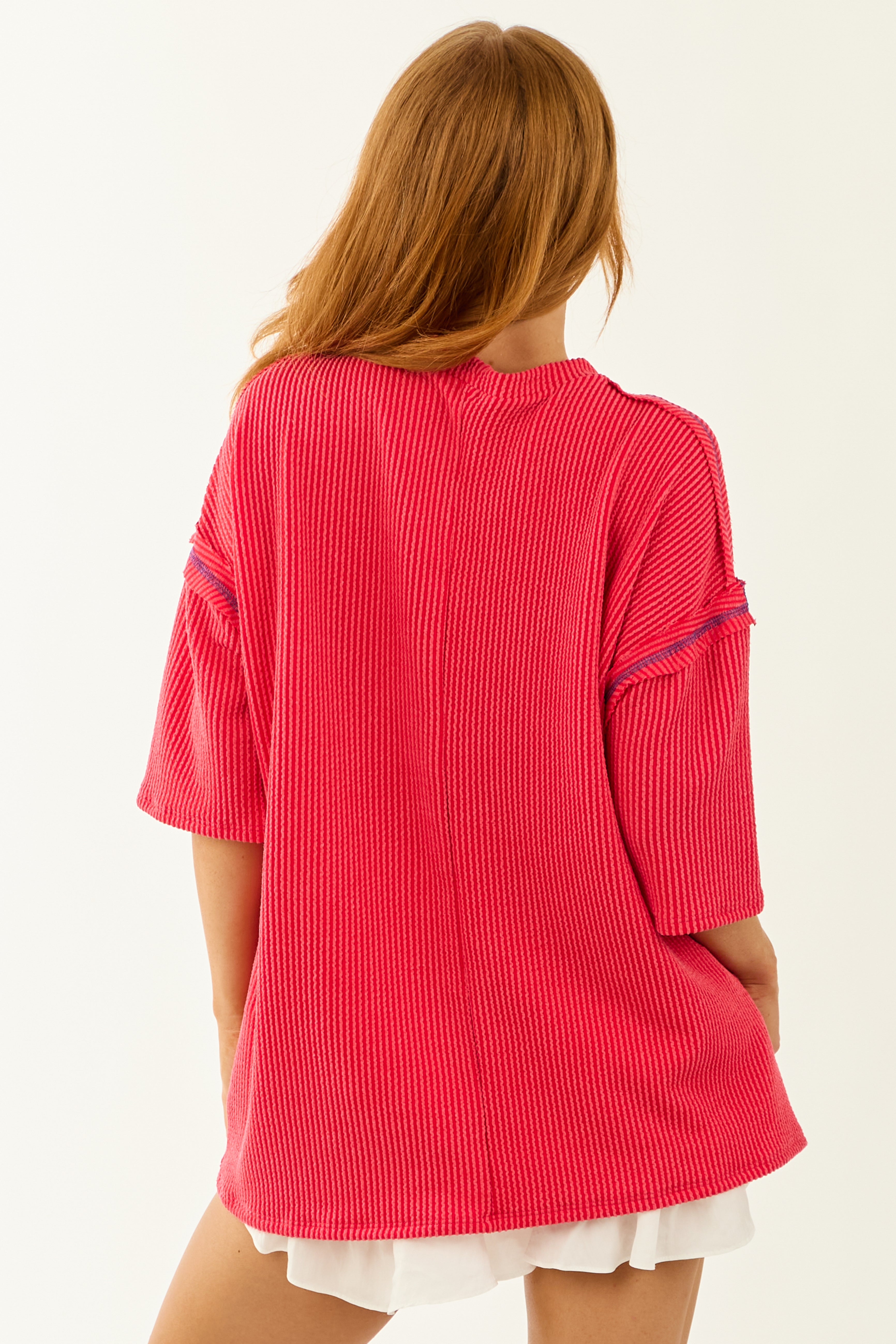 Crimson 'USA' Graphic Soft Knit Half Sleeve Boxy Tee