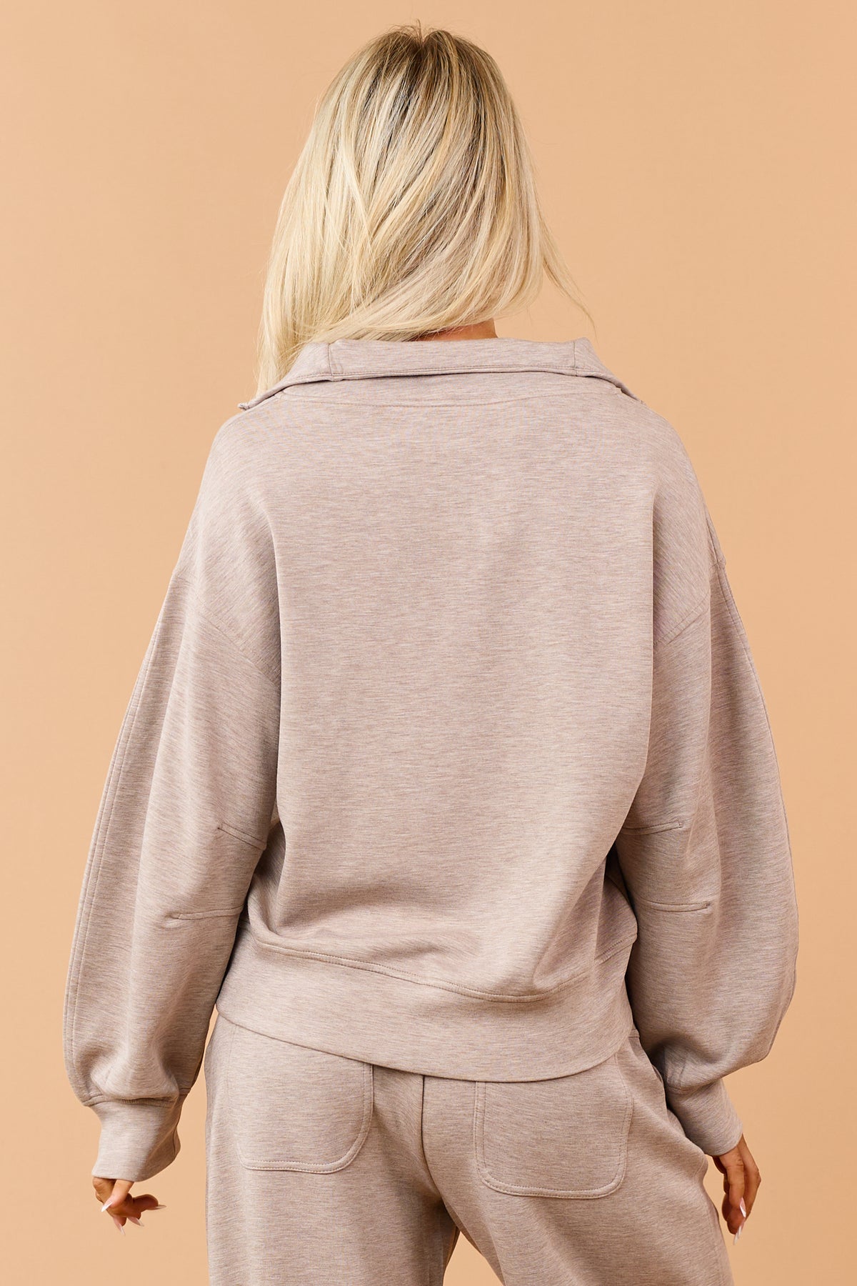 Dark Latte Quarter Zip Modal Scuba Knit Sweatshirt