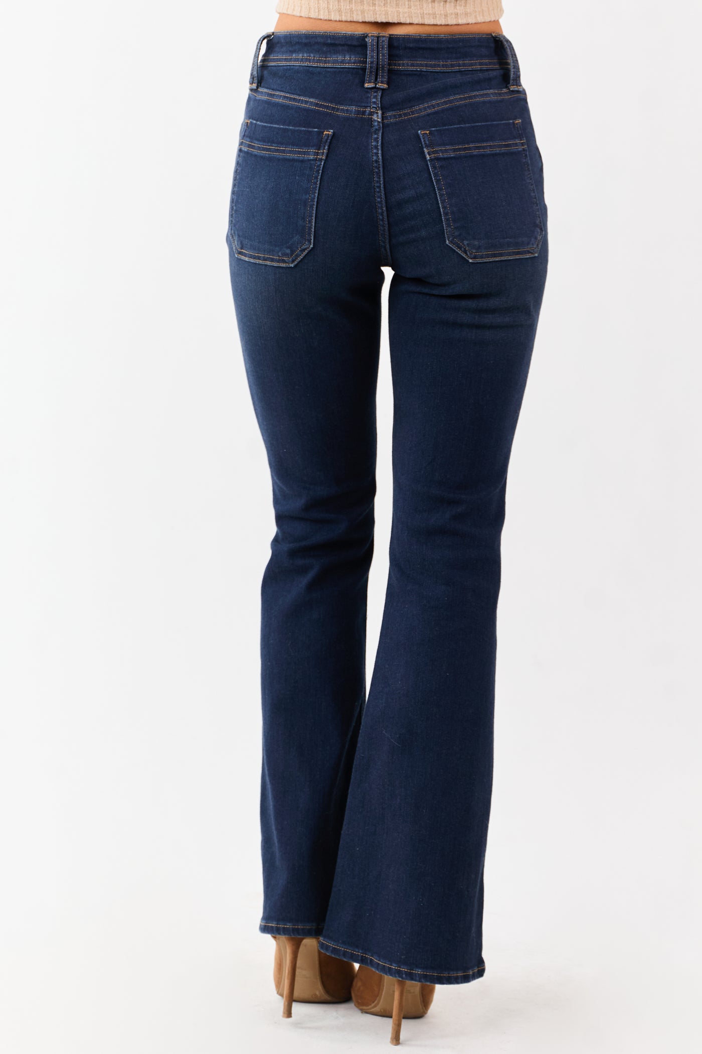 Dark Wash Bootcut Stretchy High Rise Jeans