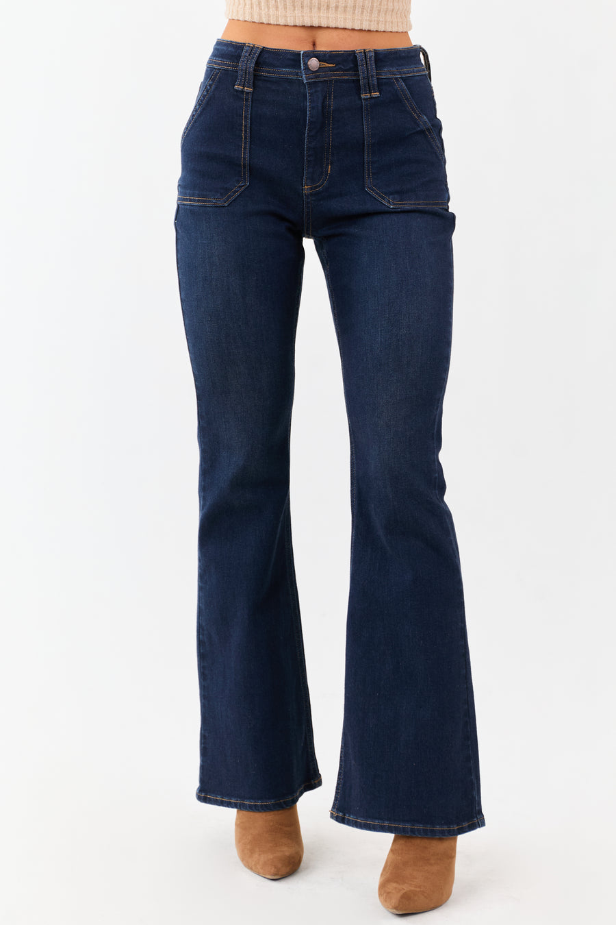 Dark Wash Bootcut Stretchy High Rise Jeans