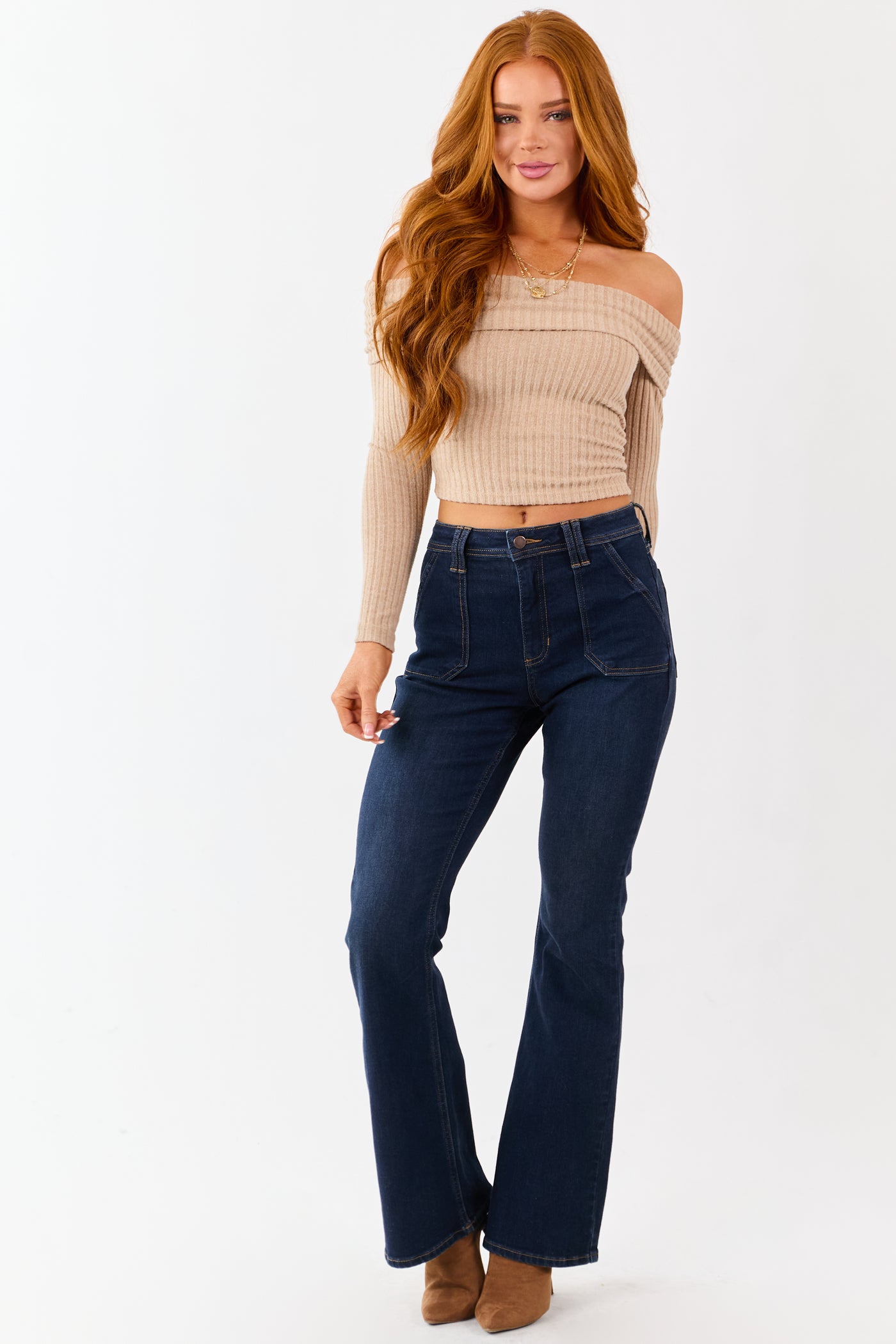 Dark Wash Bootcut Stretchy High Rise Jeans