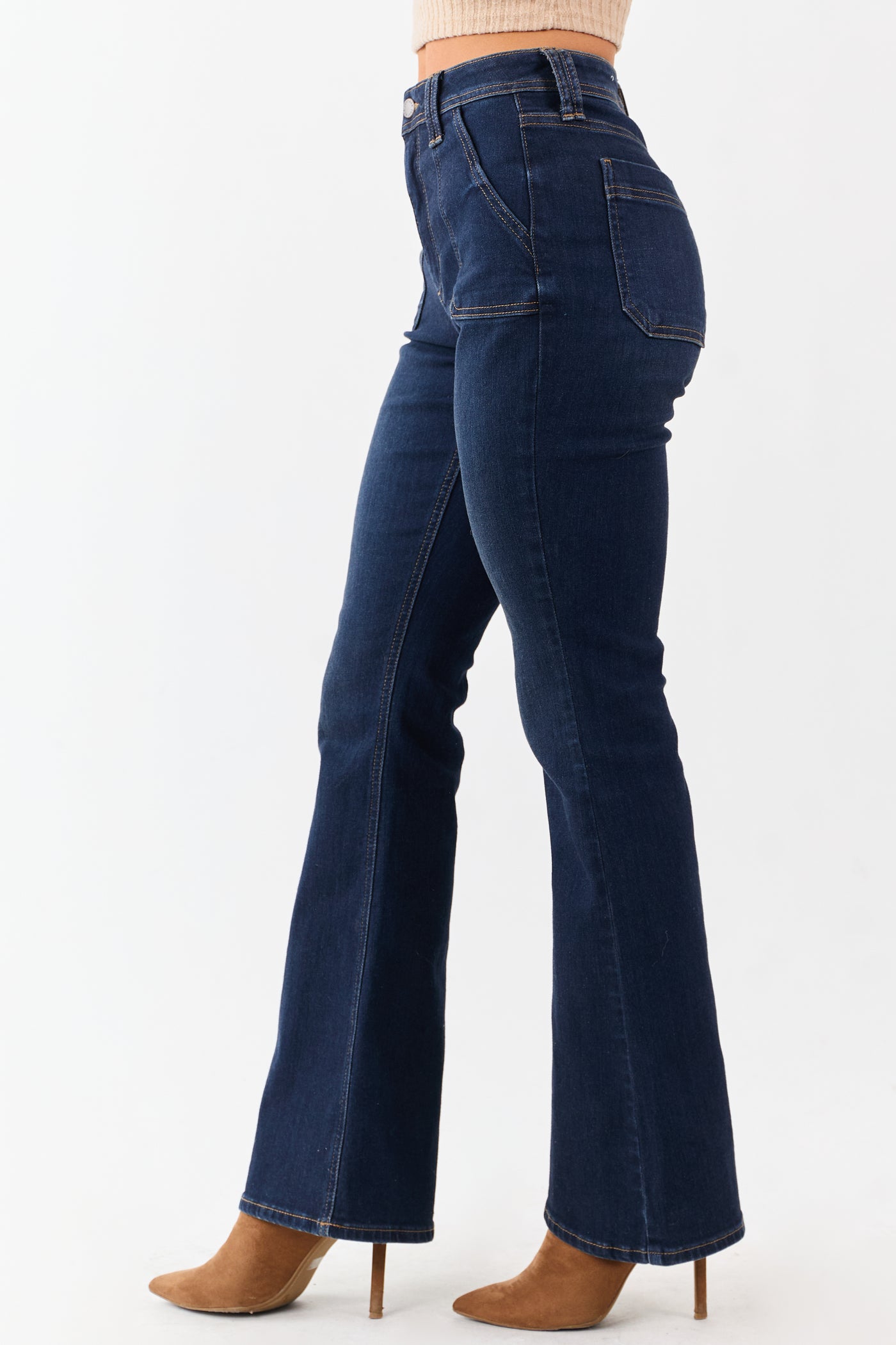 Dark Wash Bootcut Stretchy High Rise Jeans