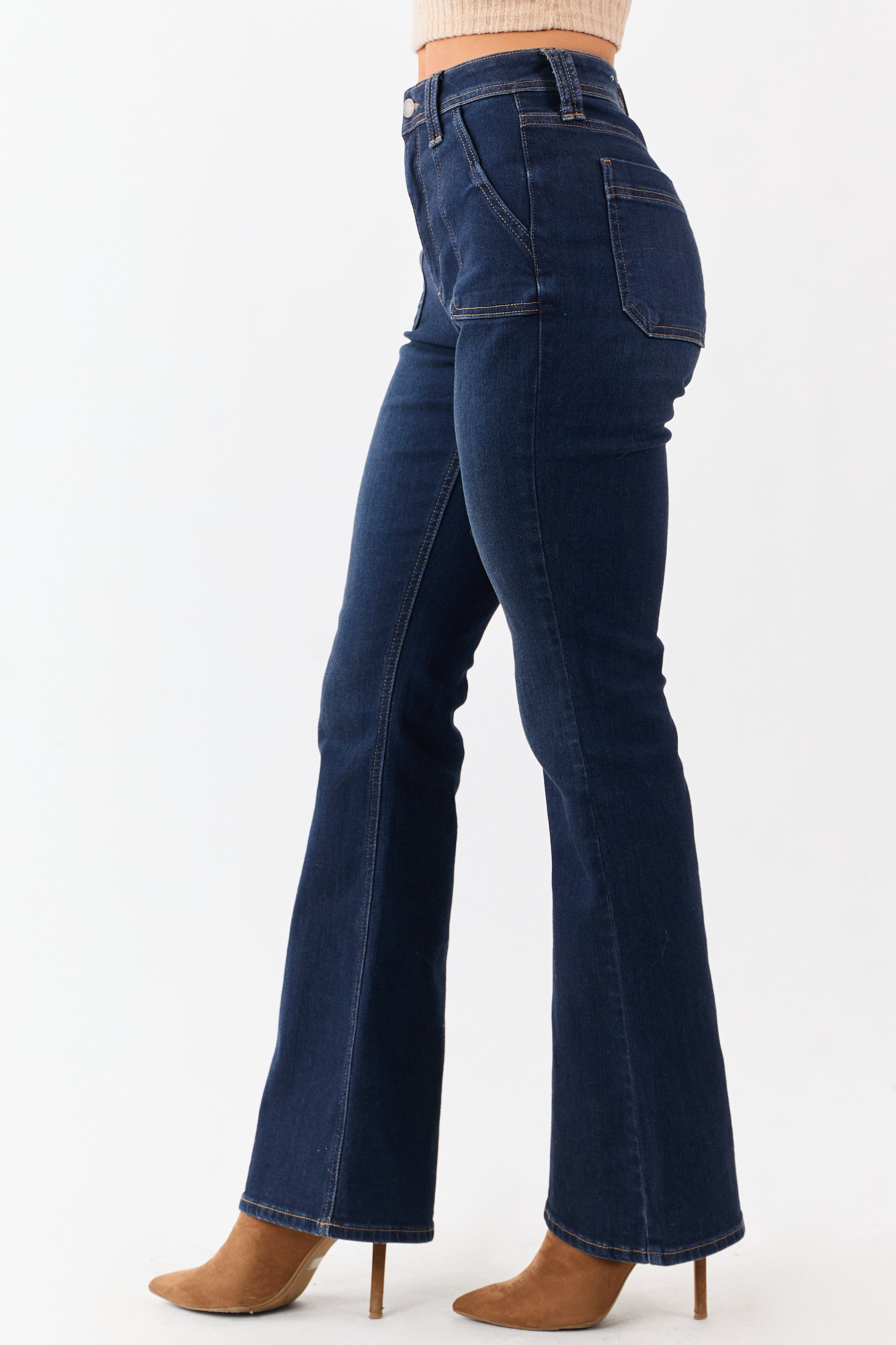 Dark Wash Bootcut Stretchy High Rise Jeans
