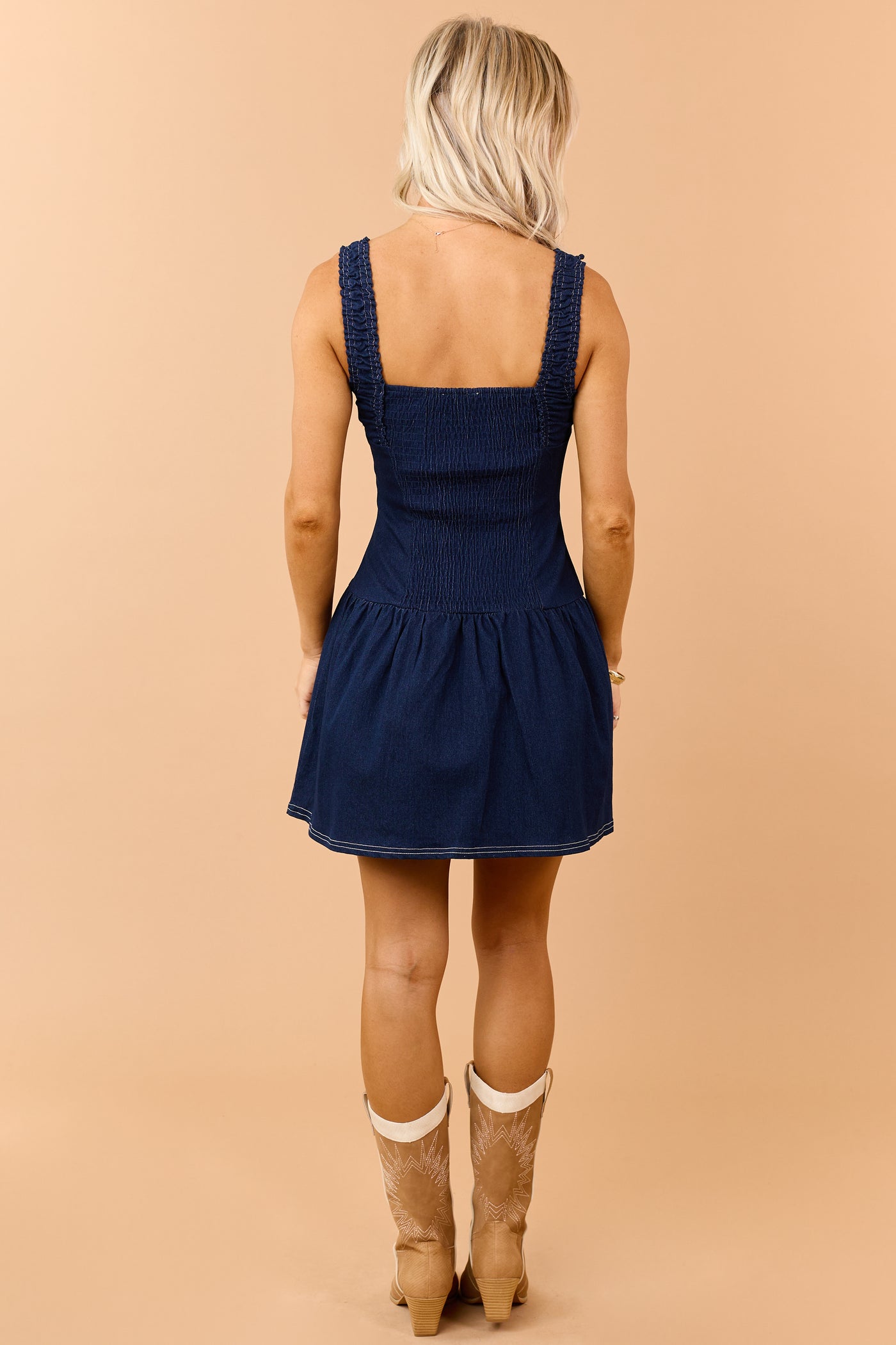 ruched bust dress Tie Front Split Thigh Ruched Cami Dress, Blue / XS layer with a tailored blazer for a sophisticated contrast that maintains the dresss striking impact Ruched Bust Strappy Mini Dress