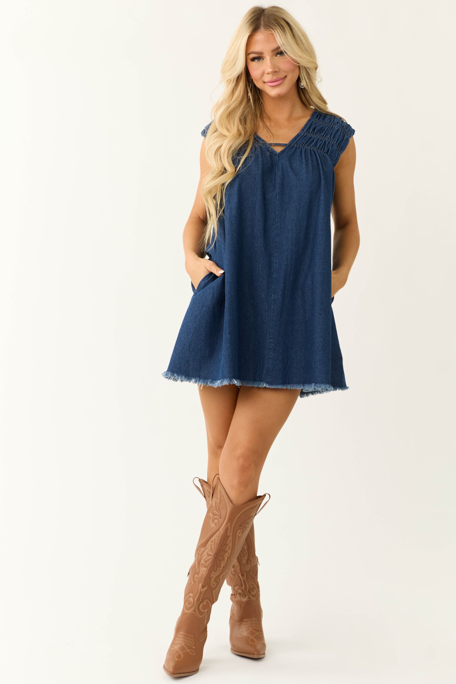 V-Neck Short Sleeve Shift Dress - Feral Luxe