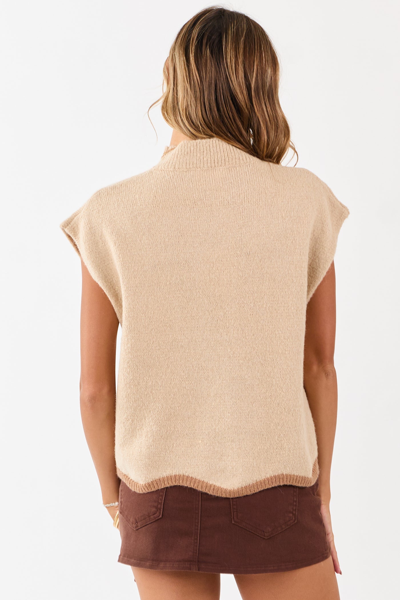 Desert Sand Floral Graphic Wool Blend Sweater Vest