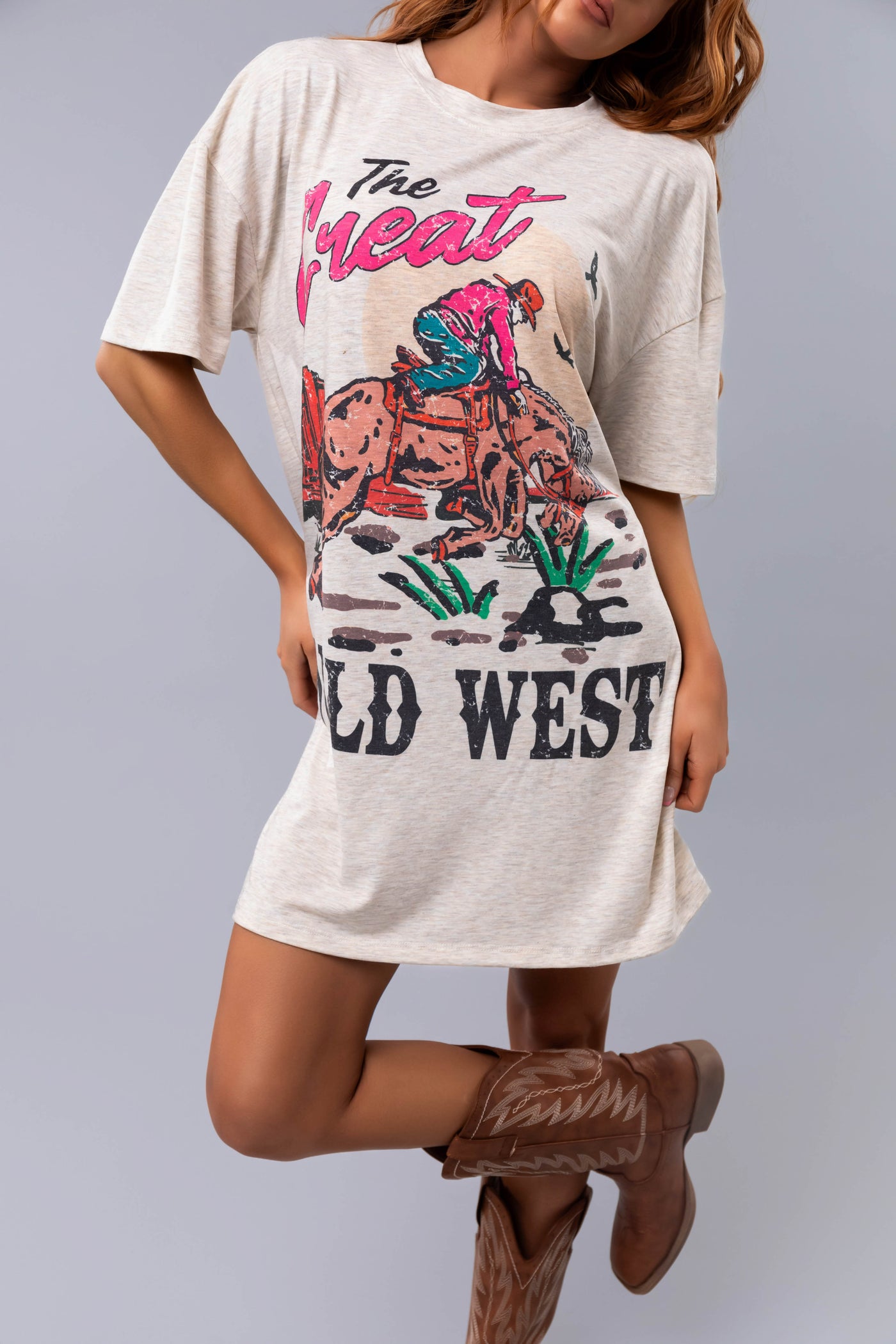 Desert Sand 'Wild West' Graphic Soft Mini Dress